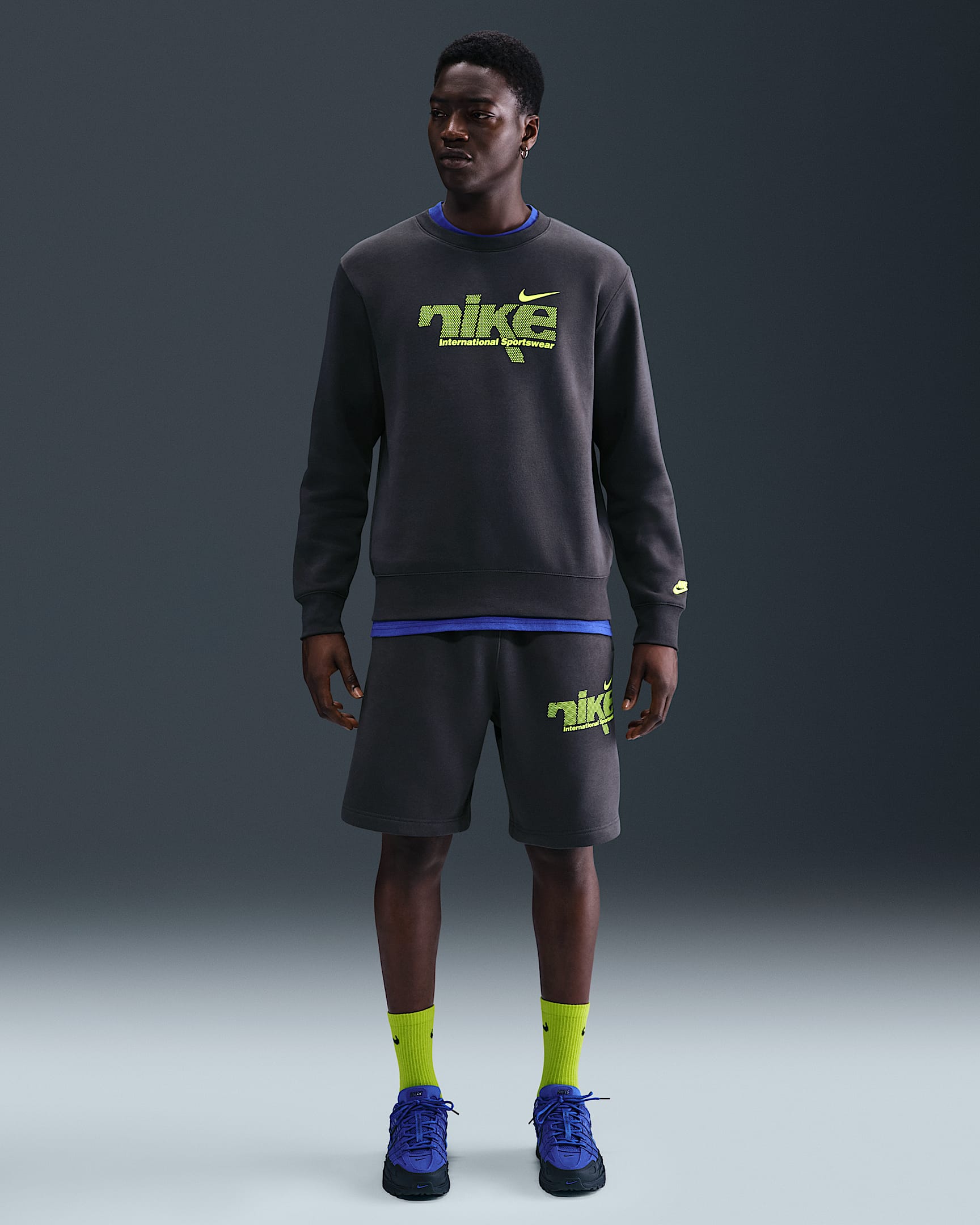 Shorts de tejido Fleece para hombre Nike Sportswear Club - Antracita/Volt