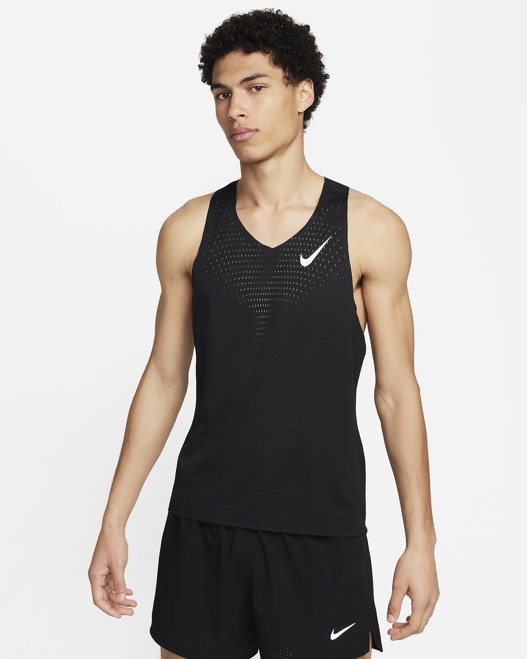 Nike AeroSwift Dri-FIT ADV hardloopsinglet voor heren - Zwart/Summit White