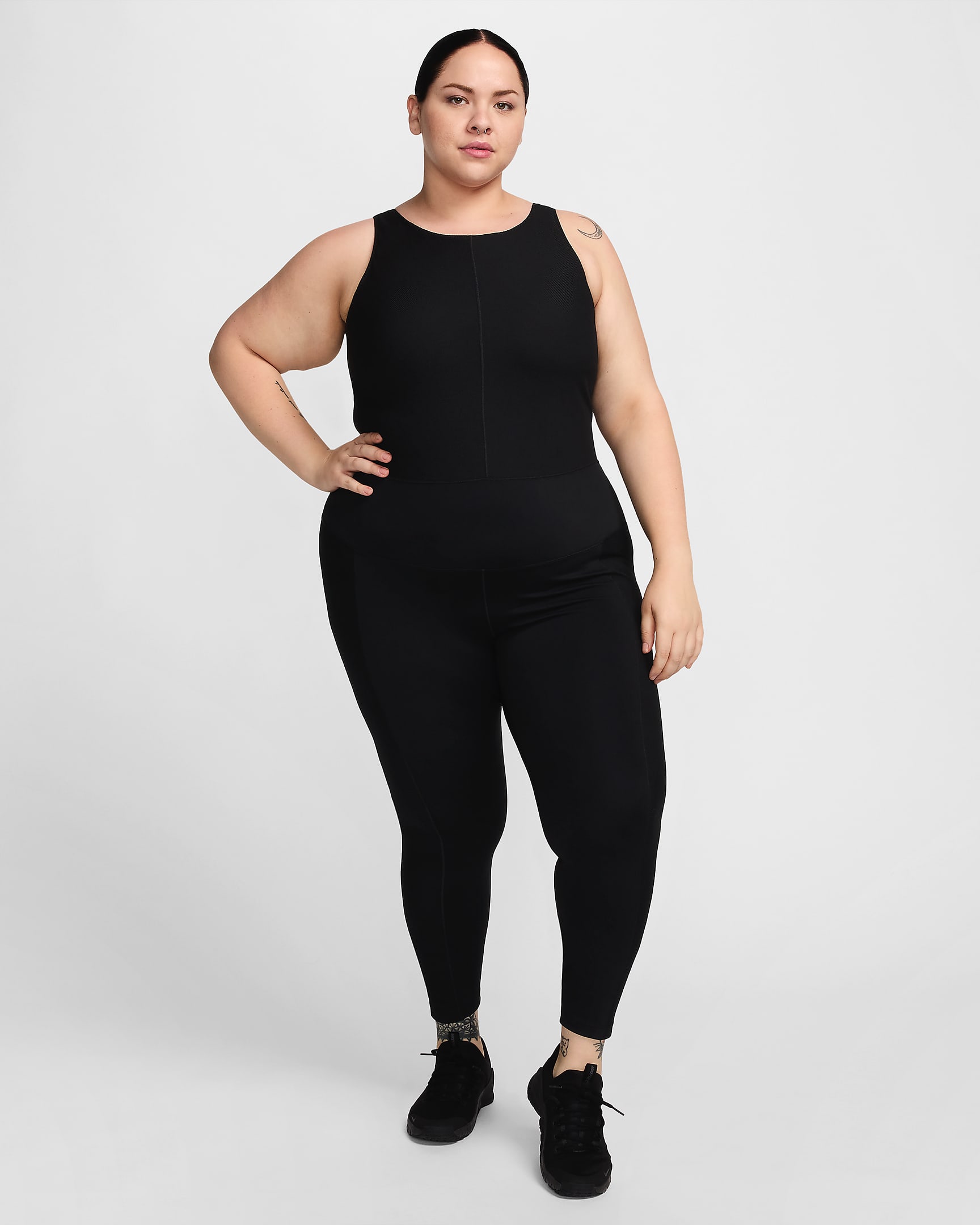 Nike One Women's Dri-FIT Bodysuit (Plus Size) - Black/Black