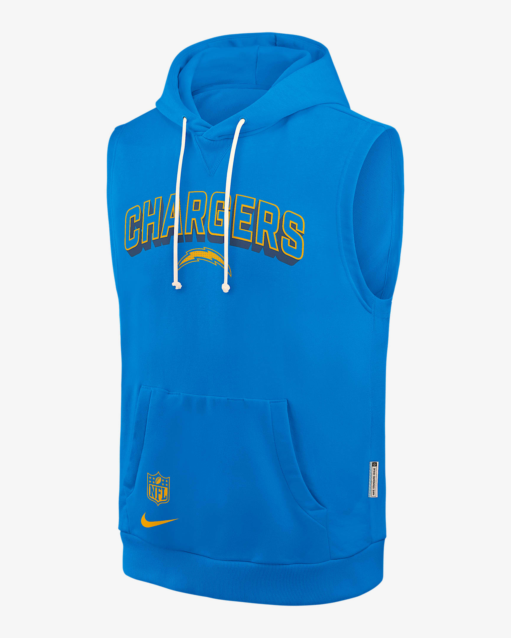 Sudadera con gorro sin cierre sin mangas Nike Dri-FIT de la NFL para hombre Los Angeles Chargers Sideline - Azul