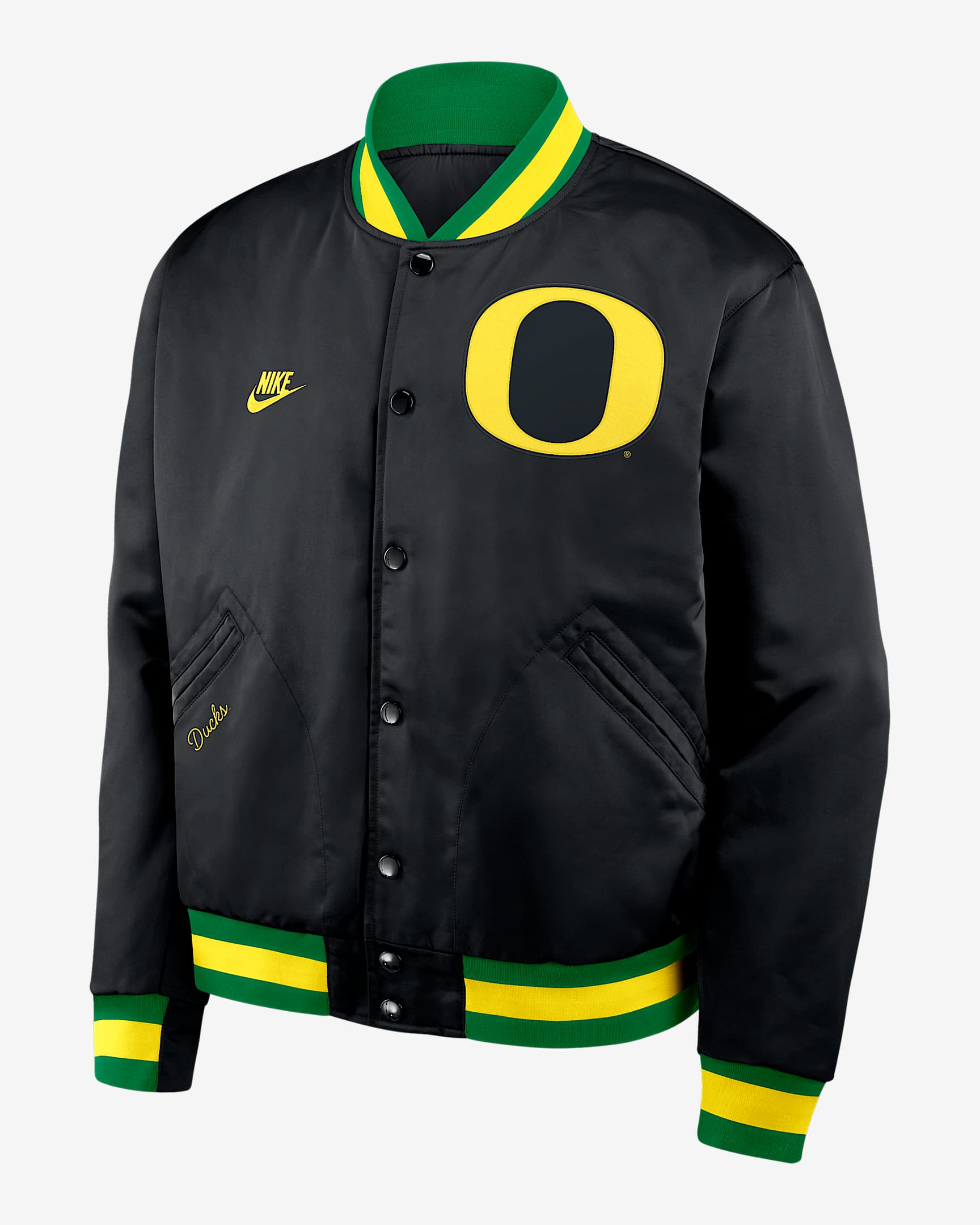 Chamarra bomber universitaria Nike de cierre a presión de largo completo para hombre Oregon Legacy - Negro