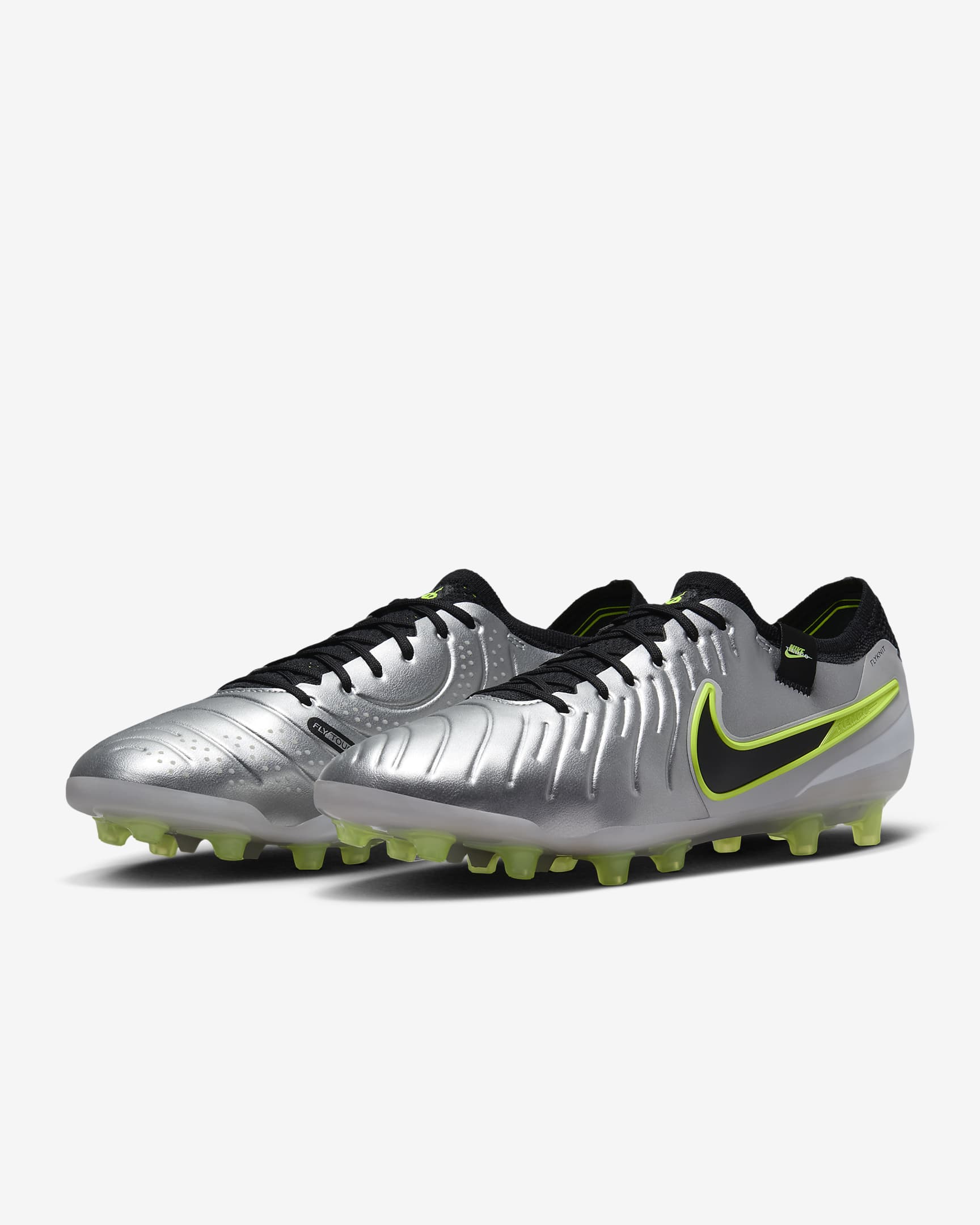 Nike Tiempo Legend 10 Elite Artificial-Grass Football Boot - Metallic Silver/Volt/Black