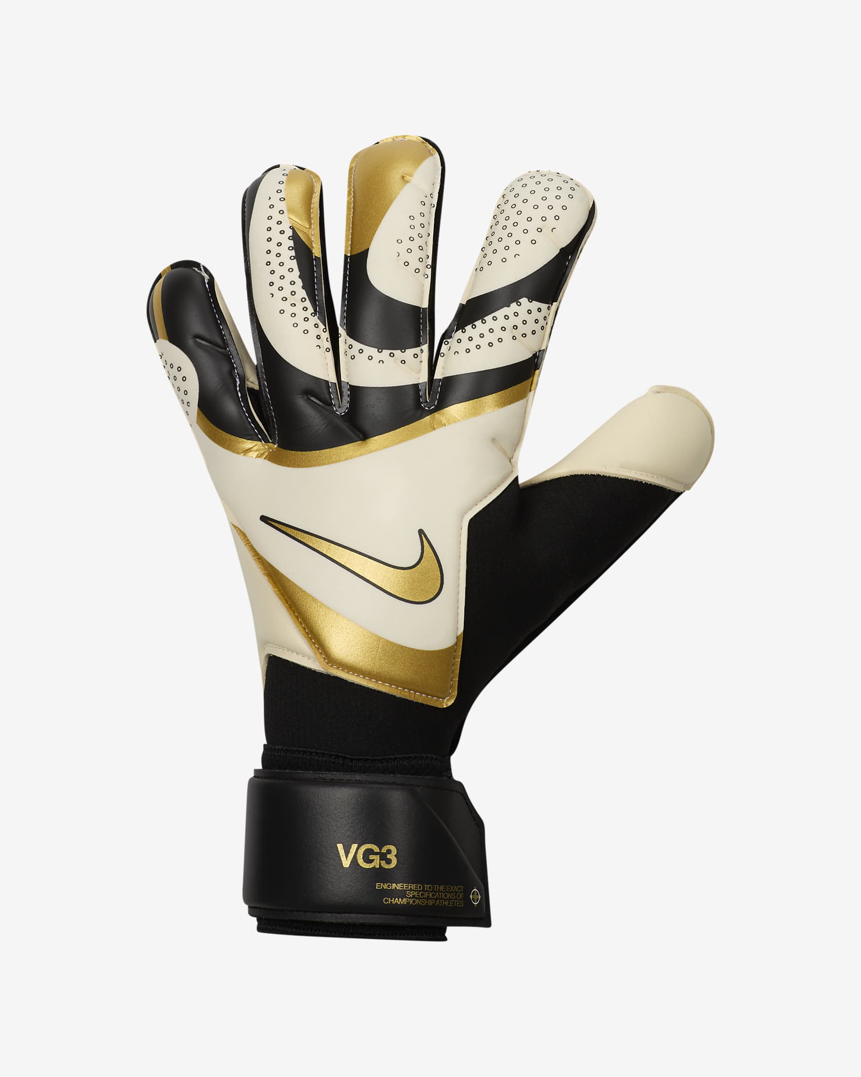 Nike Vapor Grip3 Goalkeeper Gloves - Black/White/Metallic Gold Coin