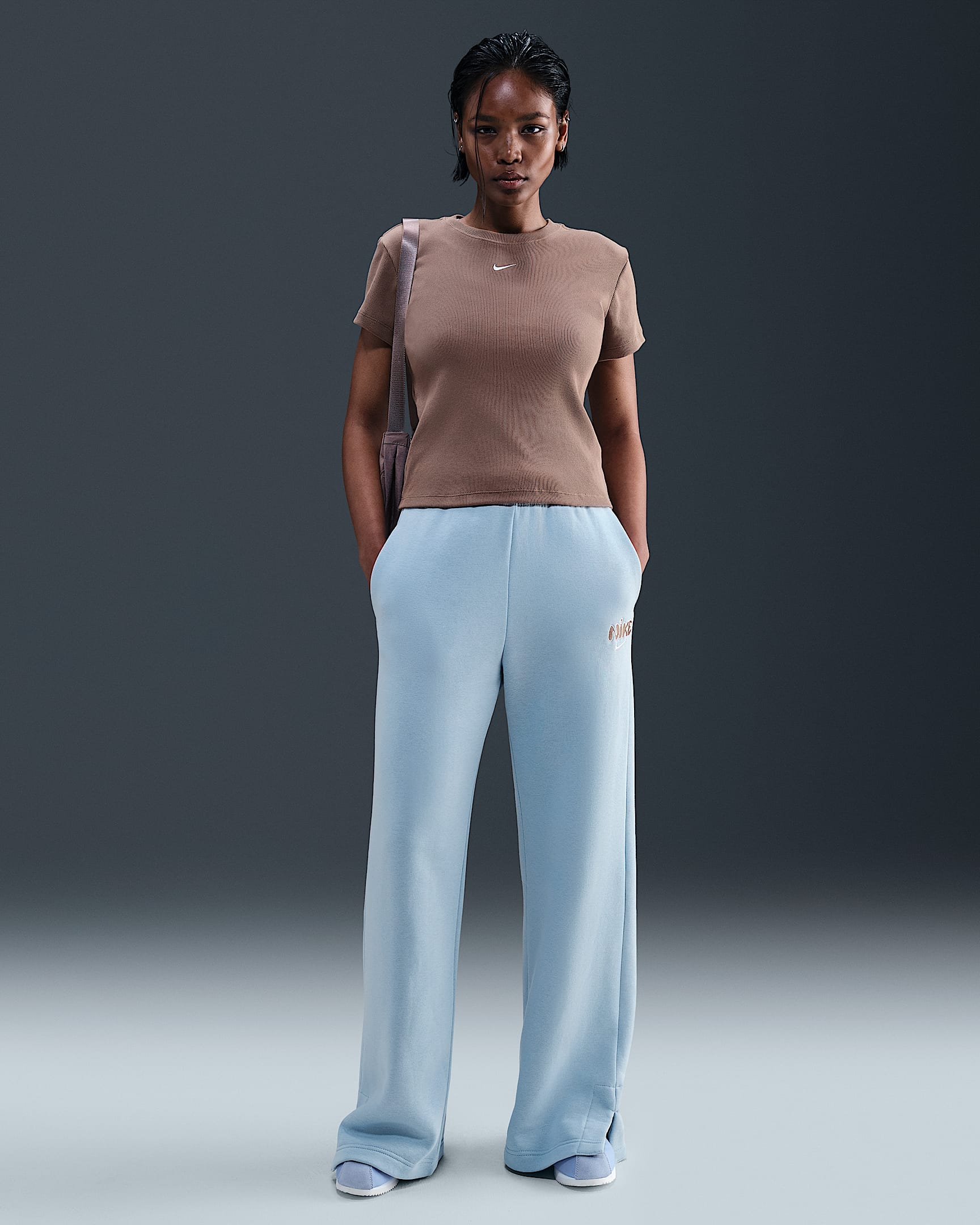 Nike Sportswear Phoenix Fleece Women's High-Waisted Tracksuit Bottoms - Light Armoury Blue/Cave Stone