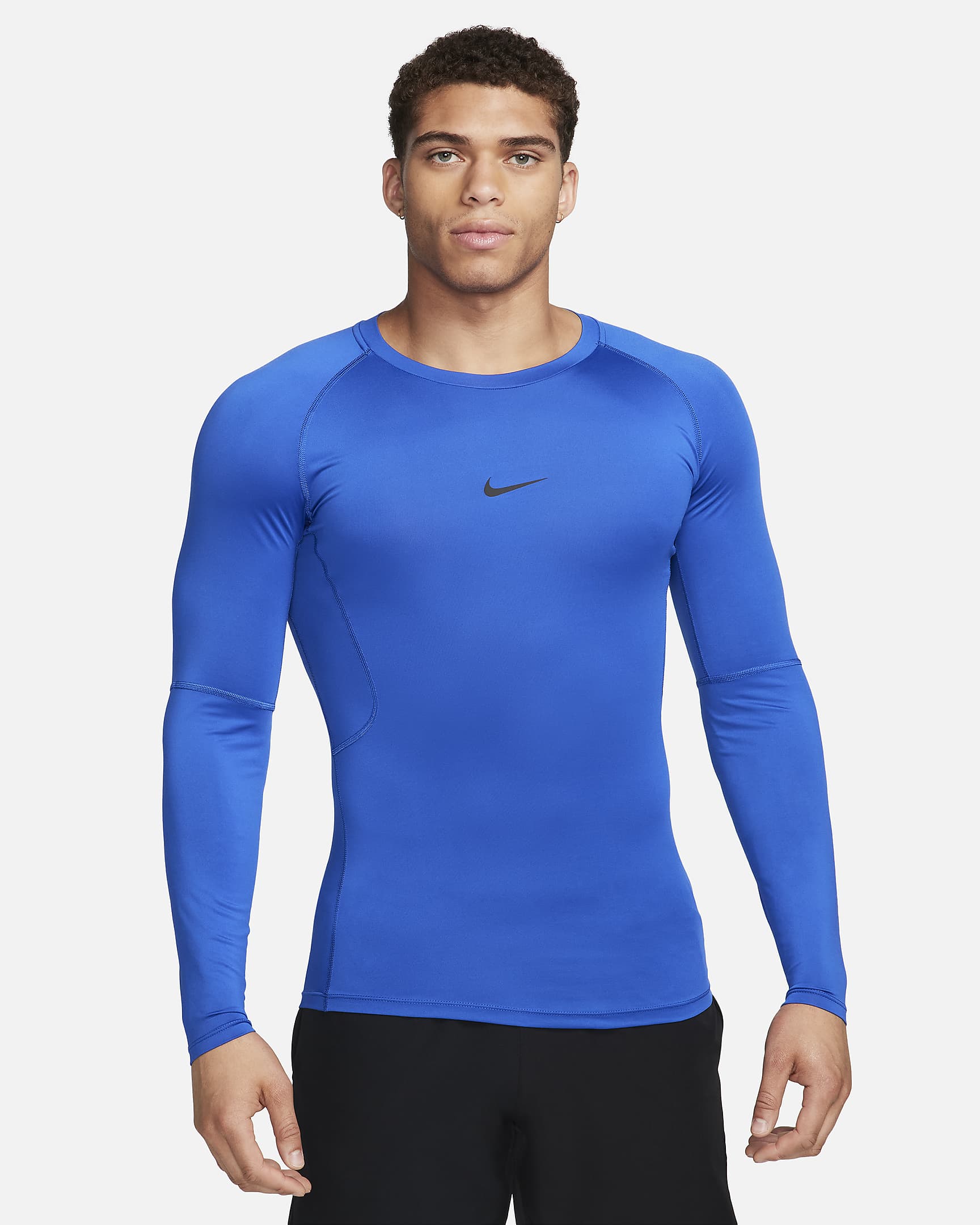 Nike Pro Men's Dri-FIT Tight Long-Sleeve Fitness Top - Game Royal/Black