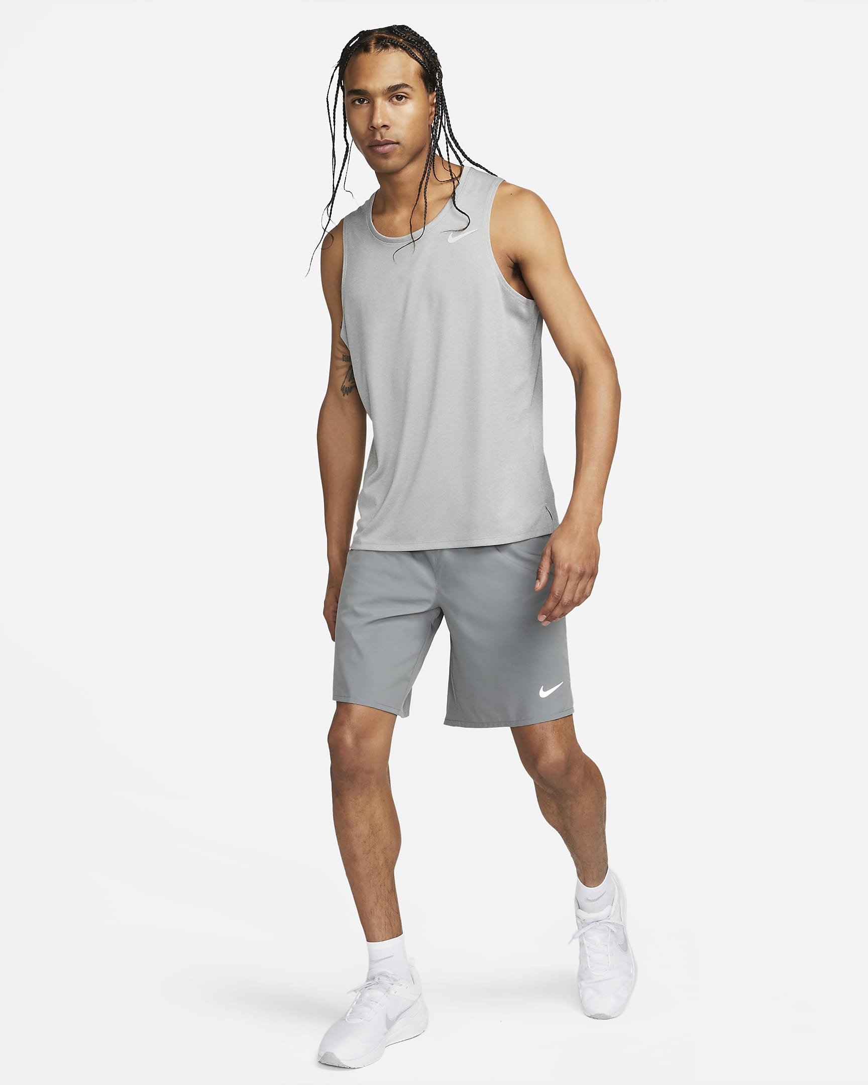 Nike Miler Men's Dri-FIT Running Tank - Particle Grey/Grey Fog/Heather