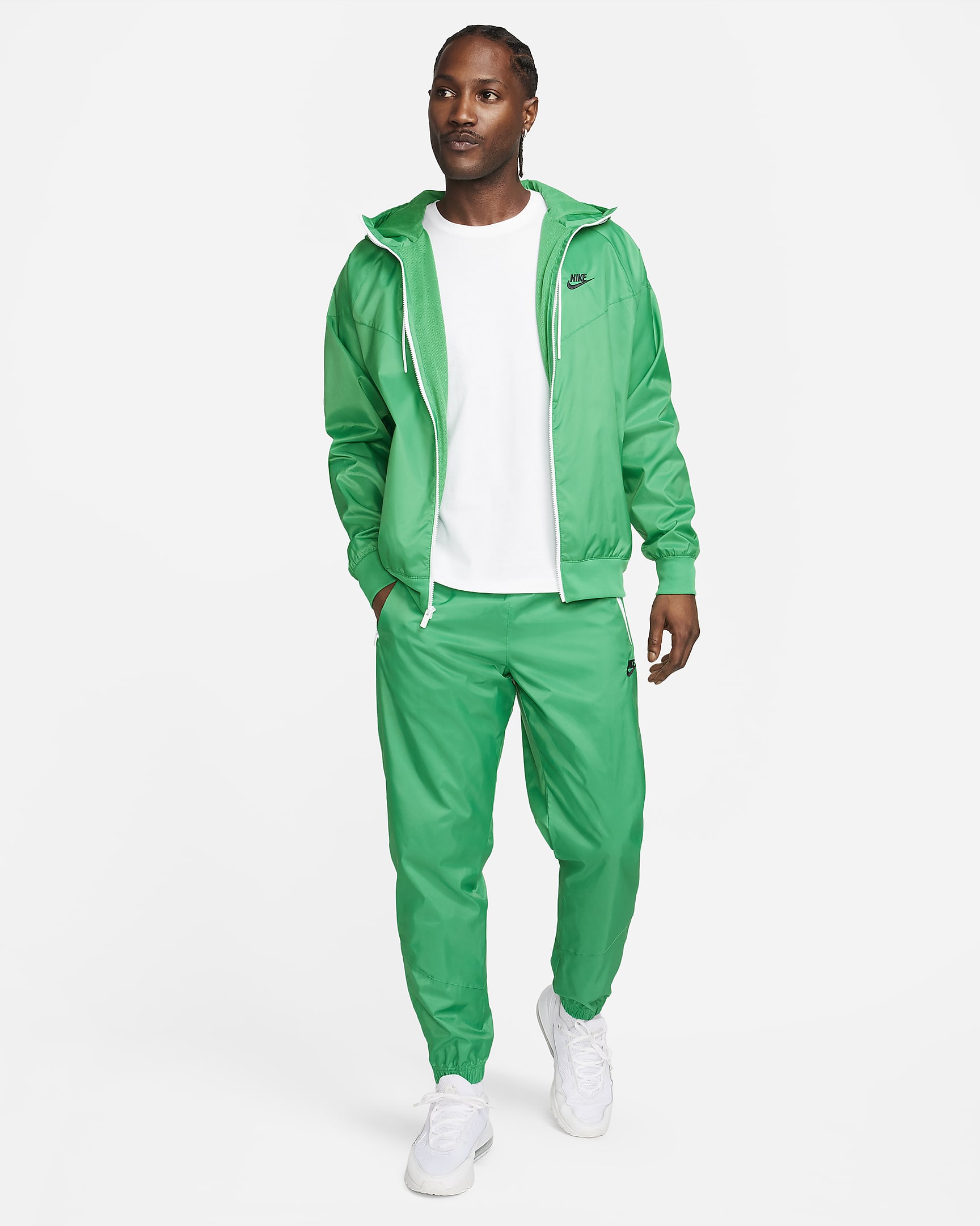 Vævede Nike Windrunner-bukser med for til mænd - Stadium Green/sort