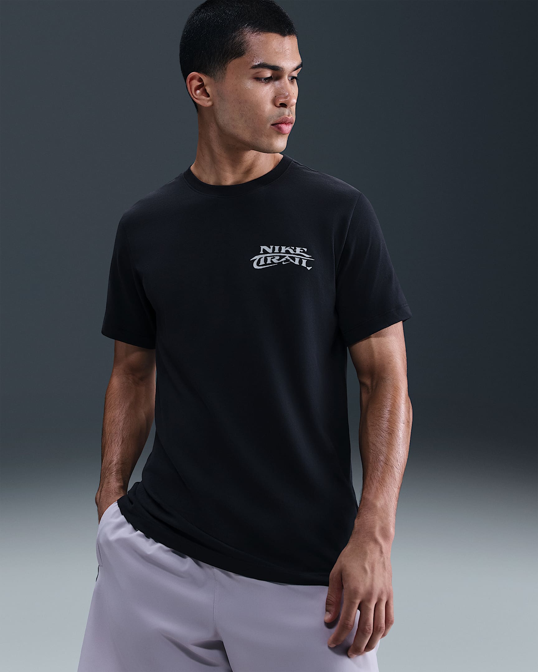 Playera de correr Dri-FIT para hombre Nike Trail - Negro/Gris universitario