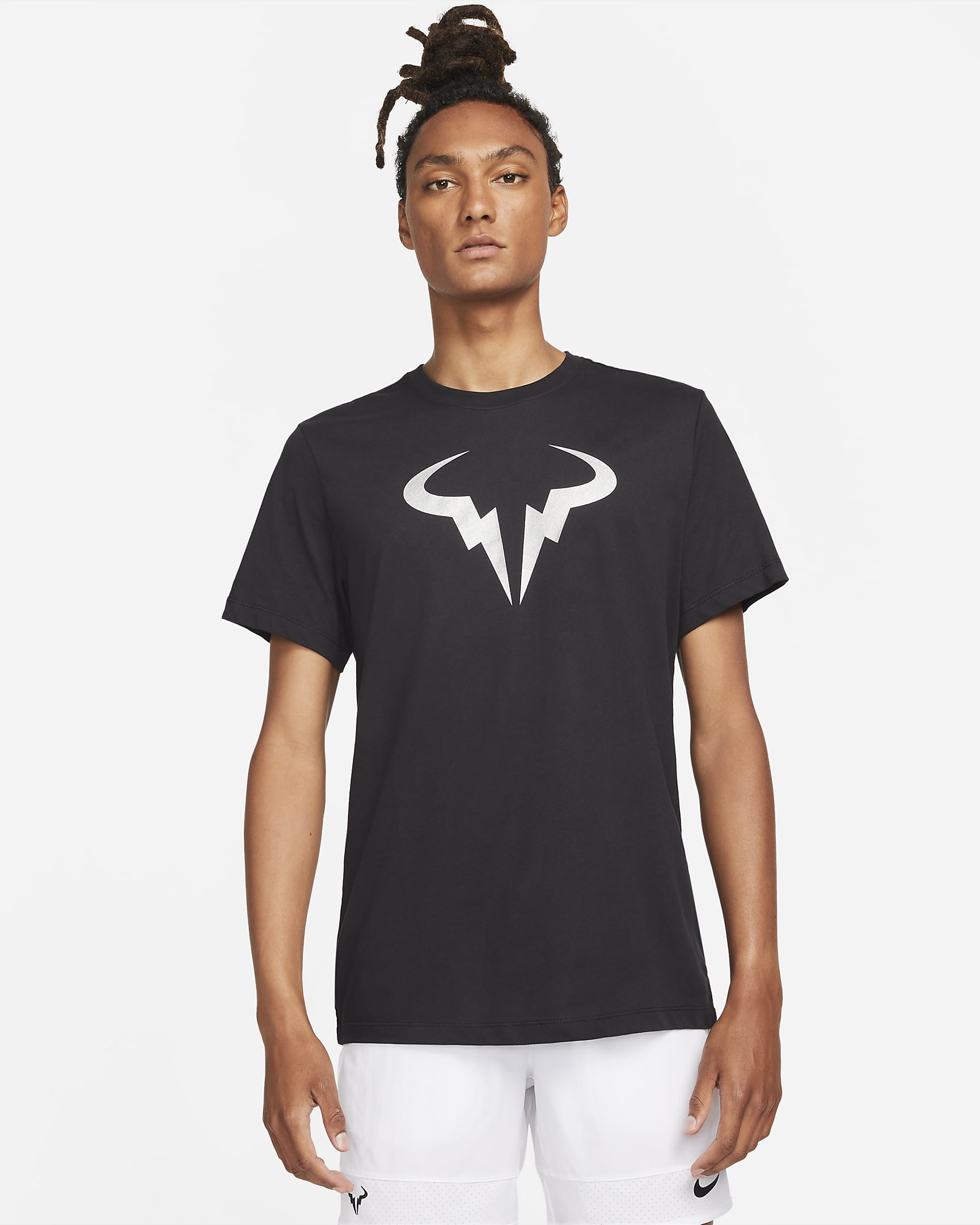 Playera de tenis para hombre NikeCourt Dri-FIT Rafa - Negro/Plata metalizado