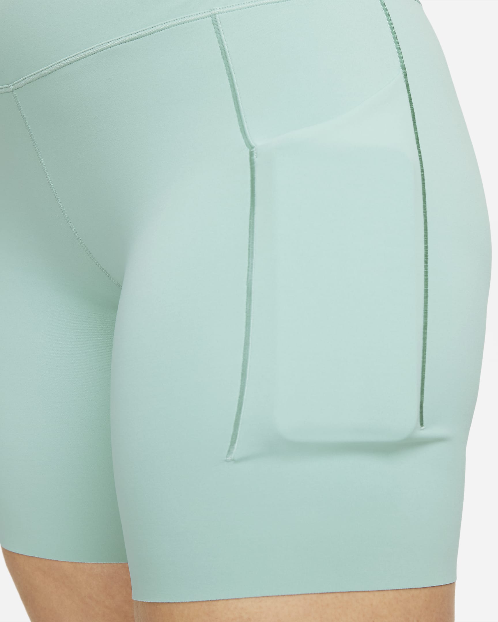 Shorts de ciclismo con bolsillos de 20 cm de tiro alto y media sujeción para mujer Nike Universa - Mineral/Negro