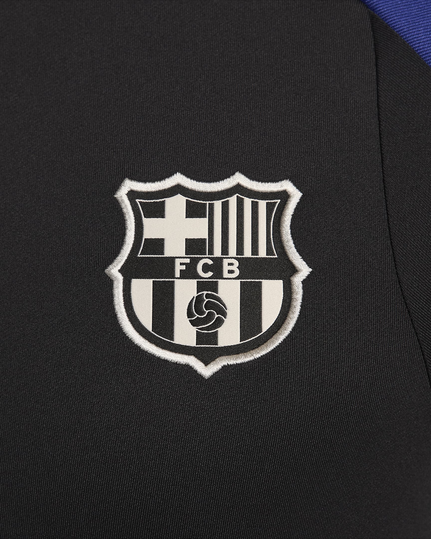 Camisola de treino de futebol Nike Dri-FIT Strike FC Barcelona para homem - Preto/Vermelho Noble/Azul Royal intenso/Castanho Orewood claro