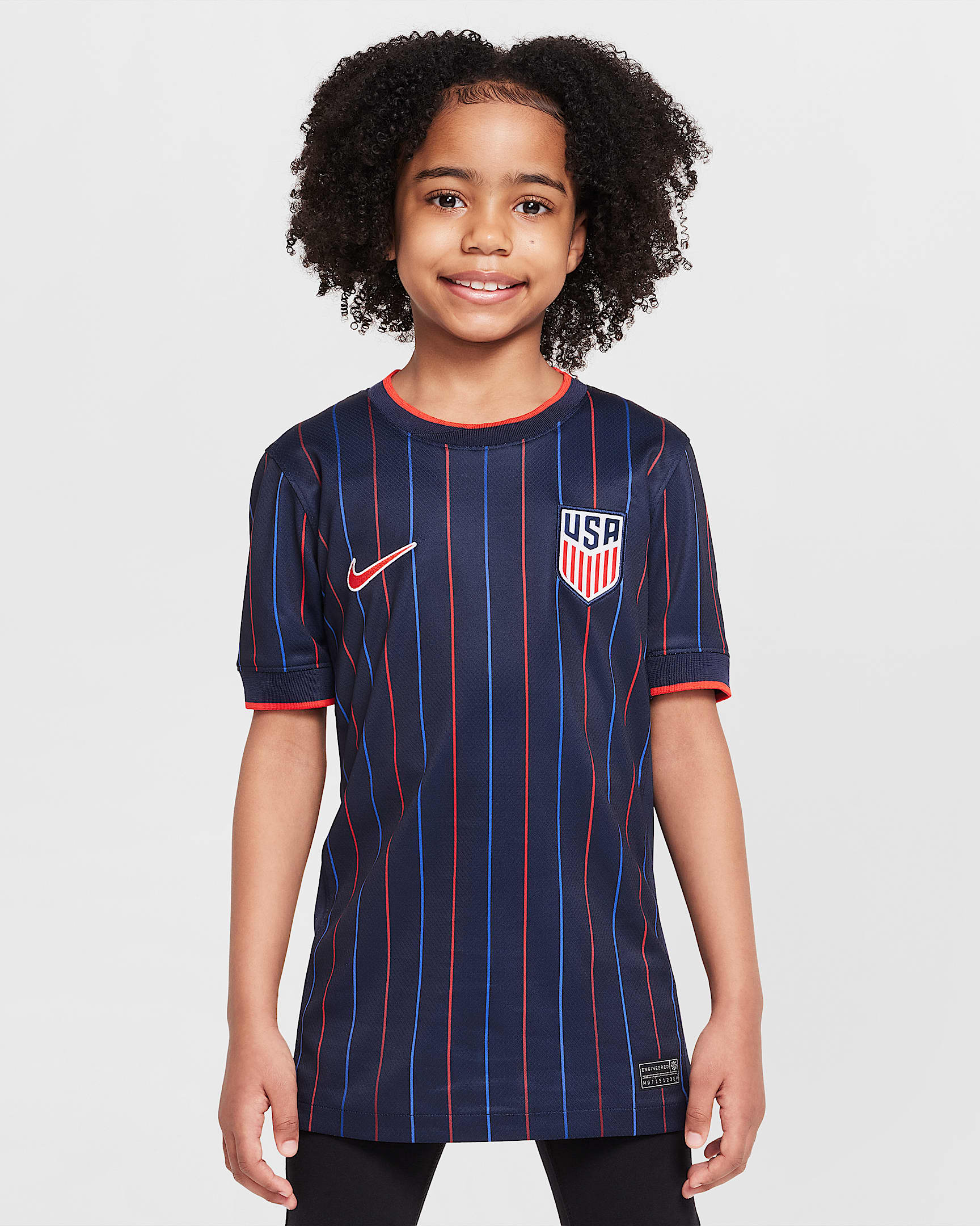 USMNT 2025 Stadium Away (Men's Team) Big Kids' Nike Dri-FIT Soccer Replica Jersey - Obsidian/Challenge Red