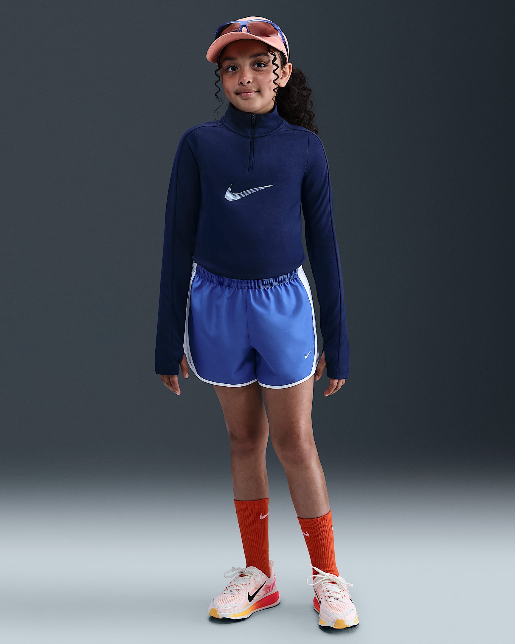 Nike Tempo Big Kids' (Girls') Dri-FIT Running Shorts - Comet Blue/White/White/White
