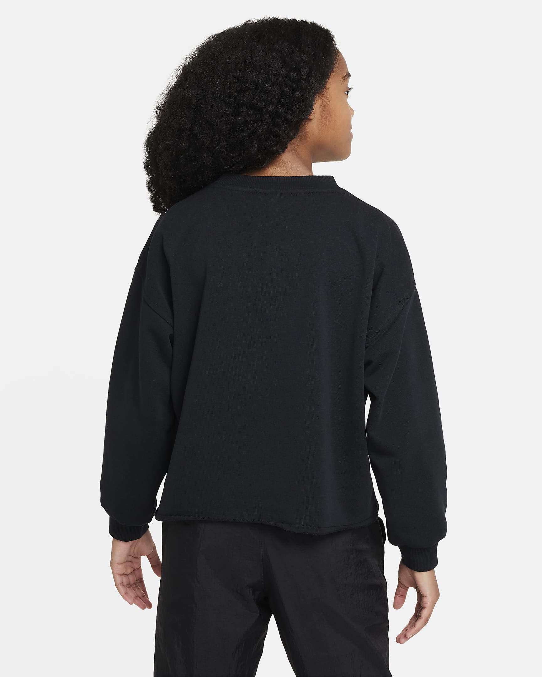 Nike Sportswear Dri-FIT-sweatshirt med rund hals til større børn (piger) - sort