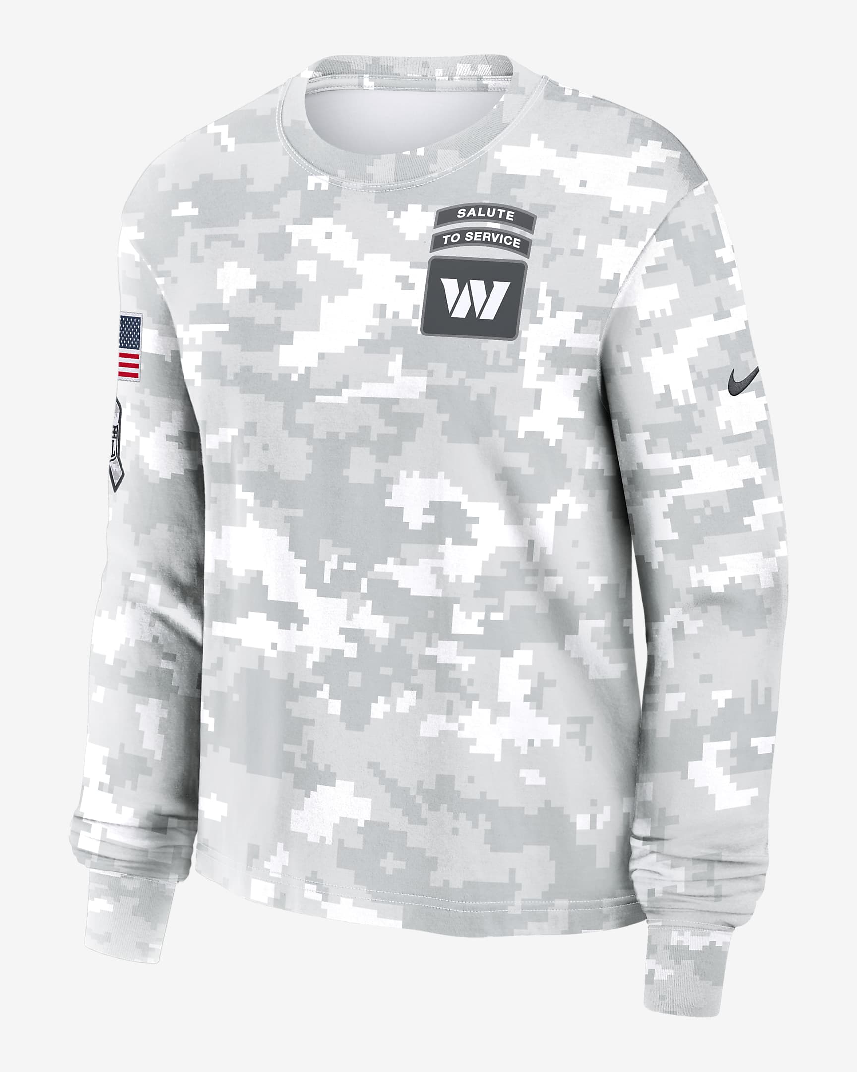 Washington Commanders Salute to Service Edge Lockup Women's Nike Dri-FIT NFL Long-Sleeve T-Shirt - White