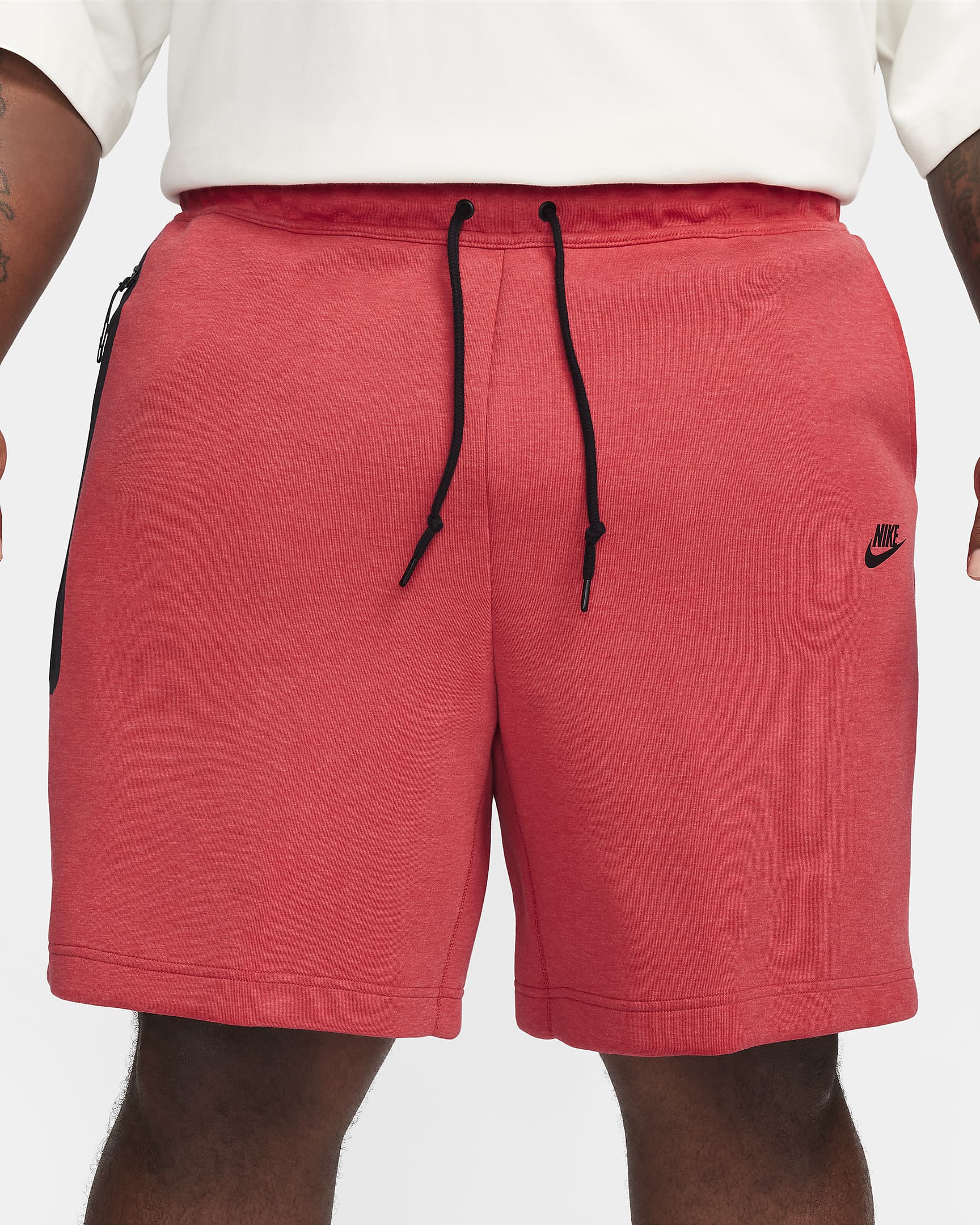 Shorts Nike Sportswear Tech Fleece för män - Light University Red Heather/Svart