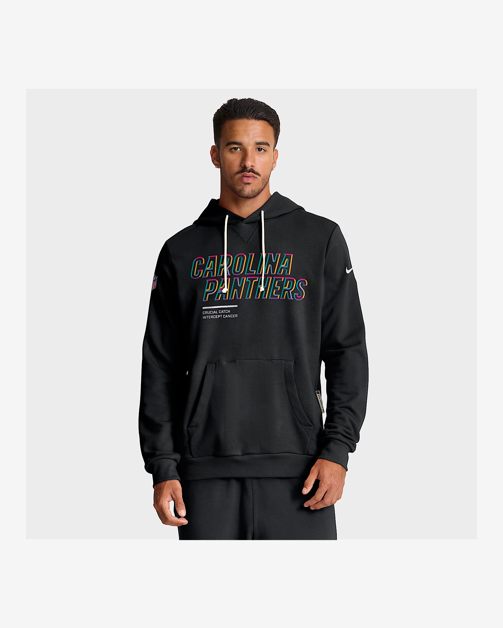Carolina Panthers Crucial Catch Sideline Men's Nike Dri-FIT NFL Pullover Hoodie - Black