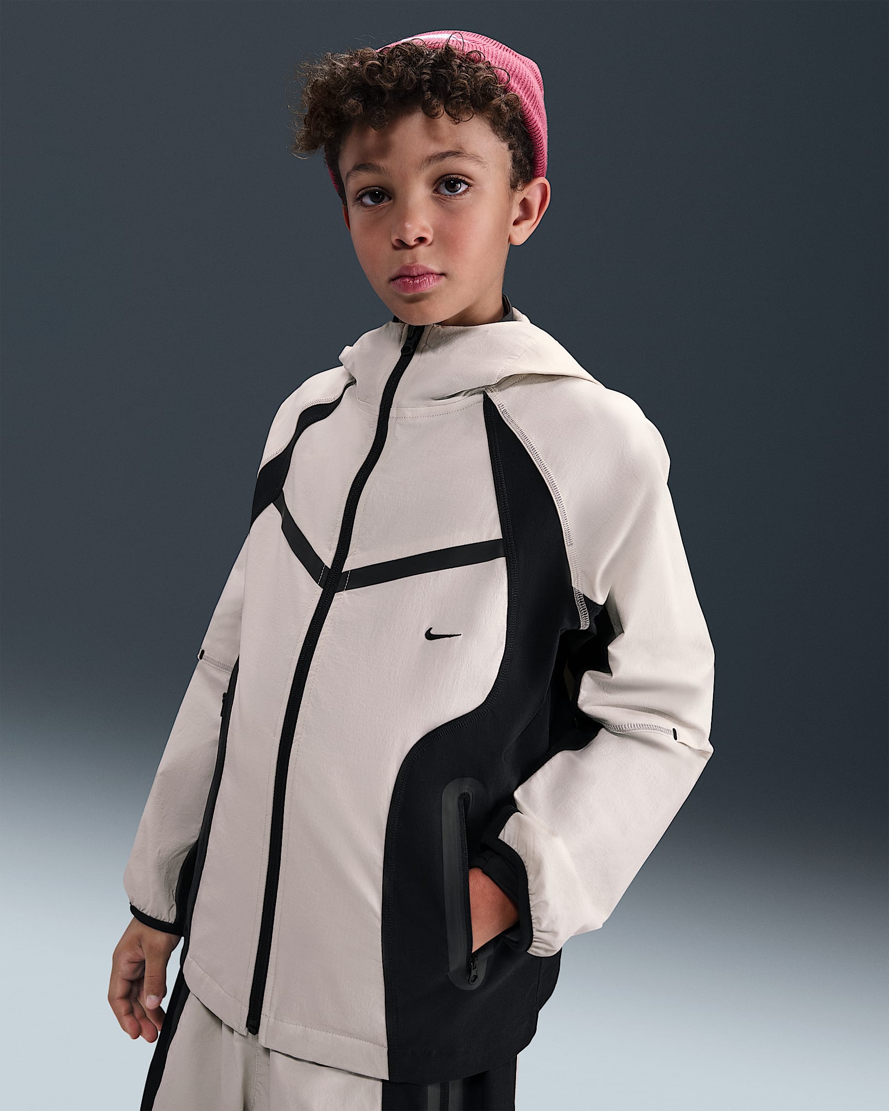 Nike Tech Big Kids' (Boys') Woven Jacket - Light Bone/Black/Black
