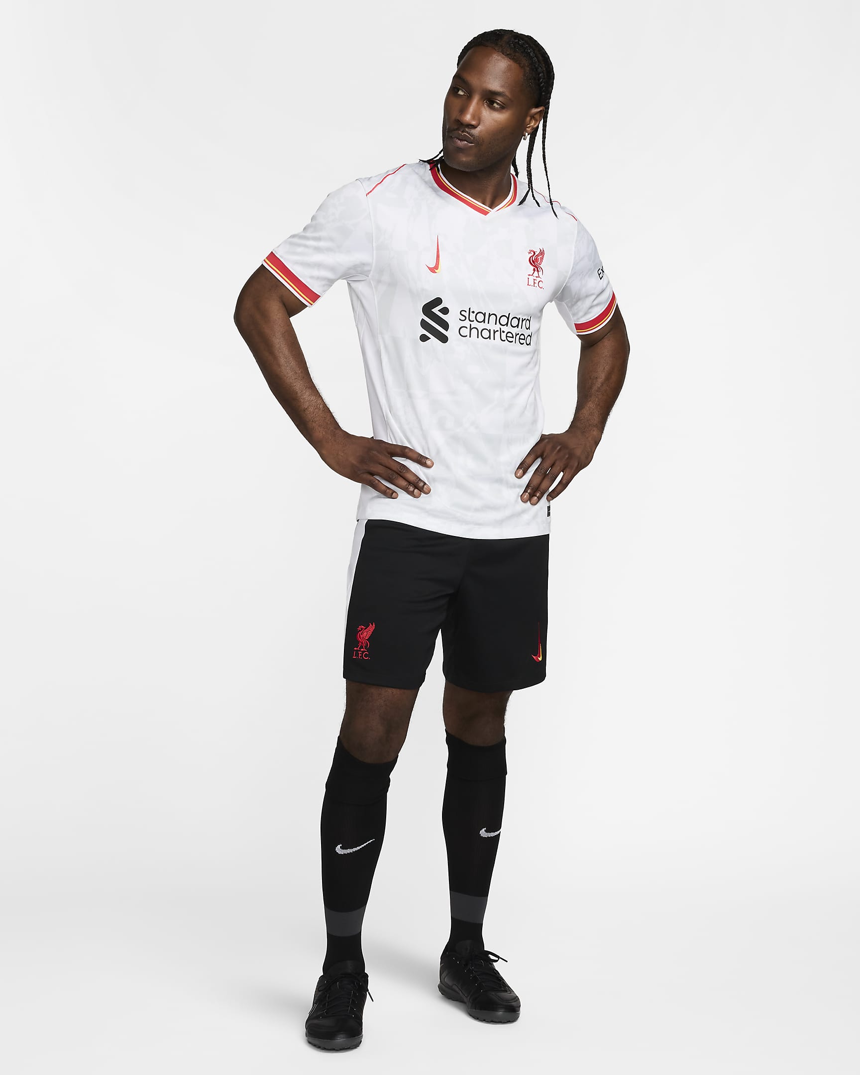 Liverpool FC 2024/25 Stadium Derde Nike Dri-FIT replicavoetbalshorts voor heren - Zwart/Wit/Global Red