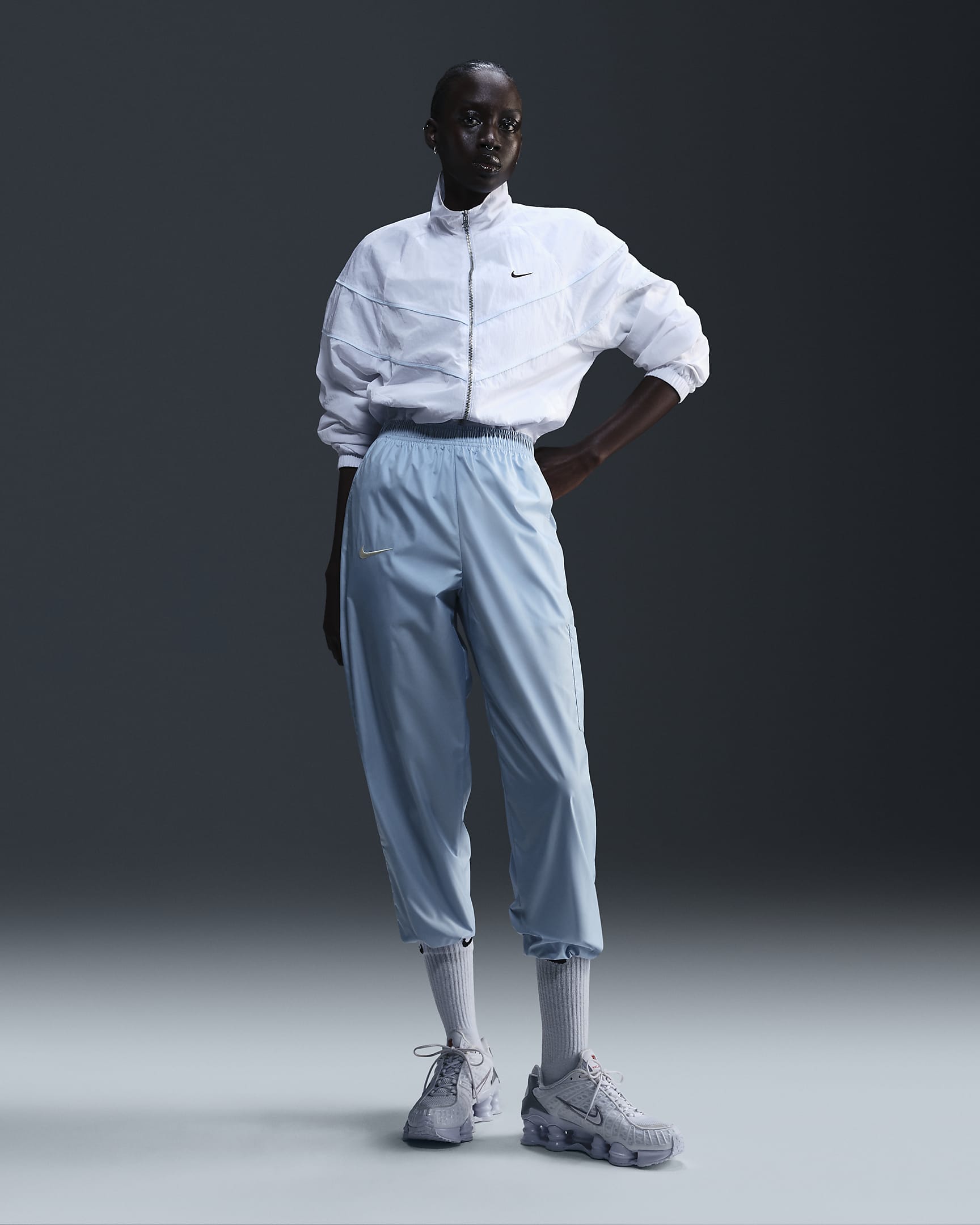USMNT Essential Repel Women's Nike Soccer Woven Pants - Light Armory Blue/Coconut Milk