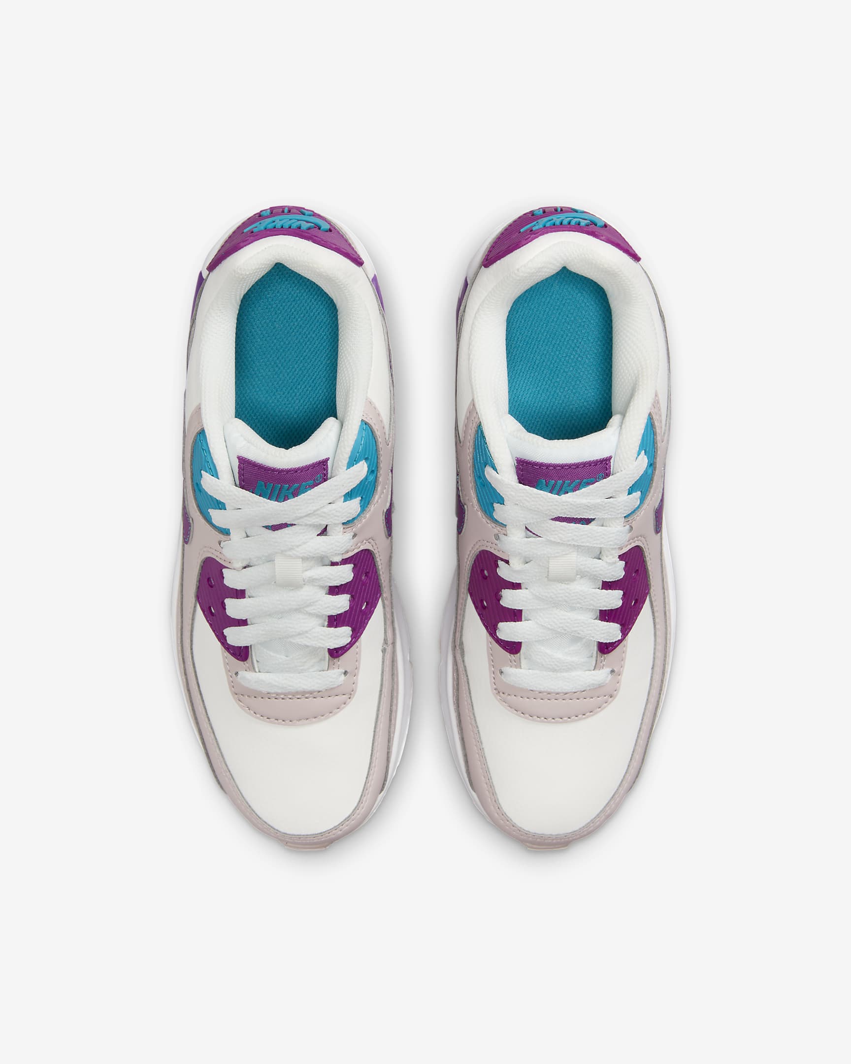 Nike Air Max 90 LTR sko til store barn - Summit White/Platinum Violet/Aquamarine/Viotech