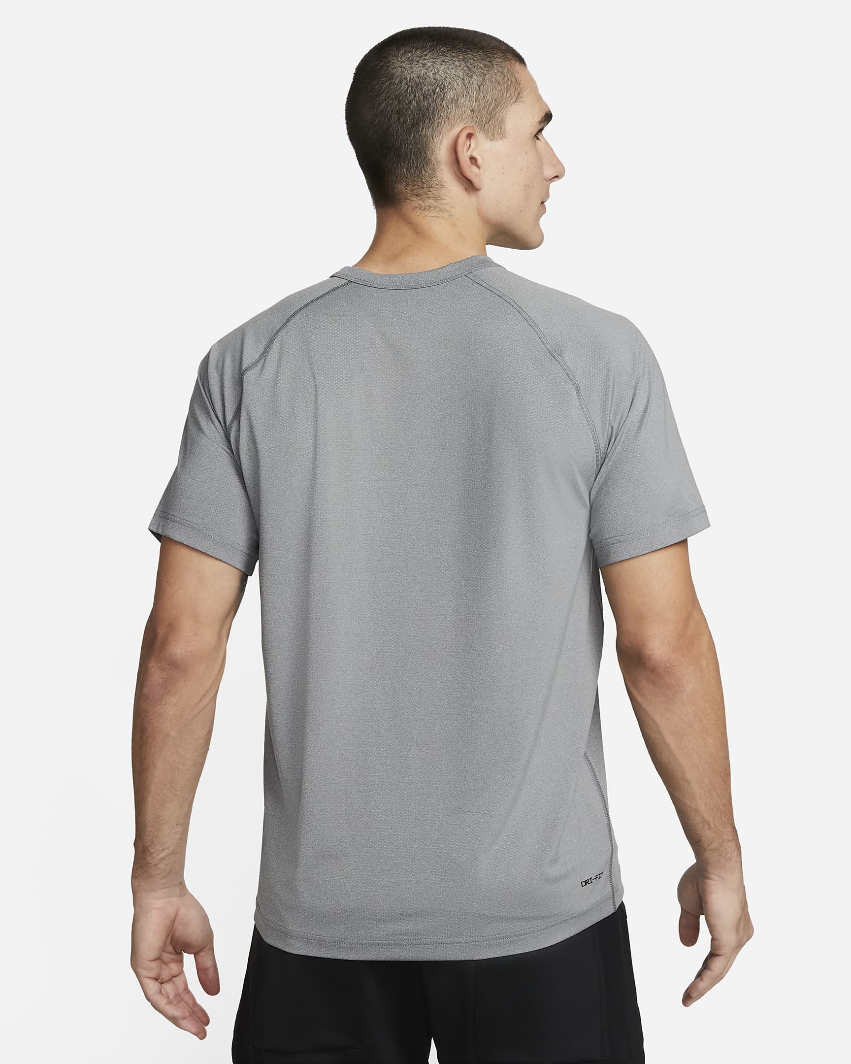 Camisola de fitness de manga curta Dri-FIT Nike Ready para homem - Cinzento Smoke/Heather/Preto