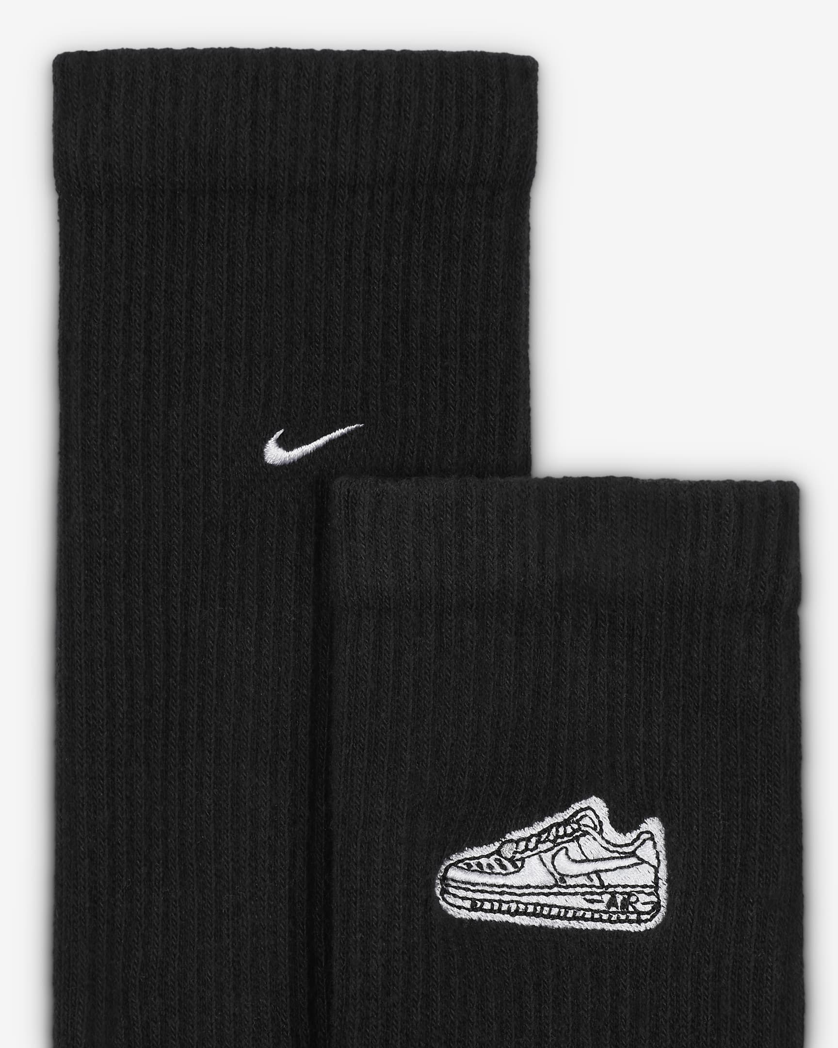 Nike Everyday Plus Cushioned Crew Socks (1 Pair) - Black/White