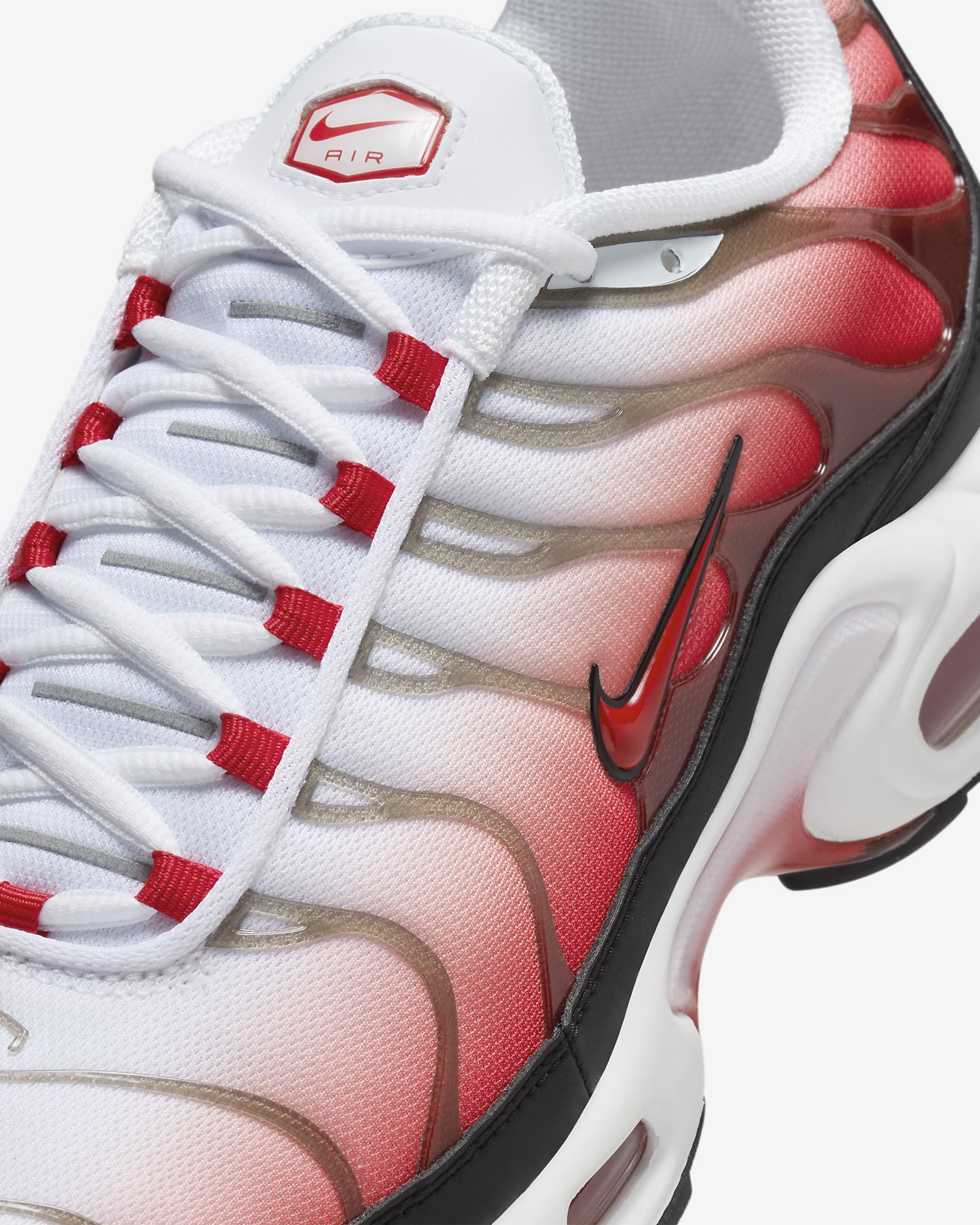 Nike Air Max Plus-sko til mænd - hvid/sort/Metallic Silver/University Red