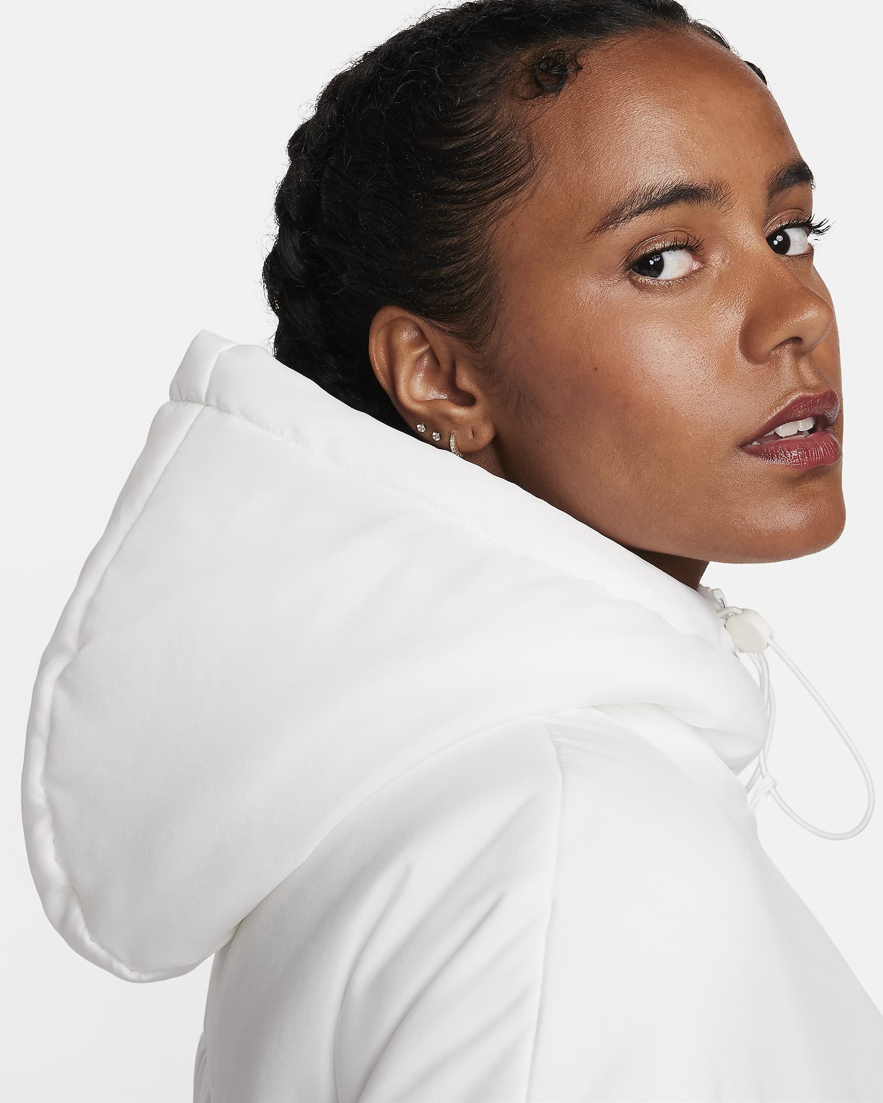 Ledig huvjacka Nike Sportswear Classic Puffer Therma-FIT för kvinnor - Sail/Svart