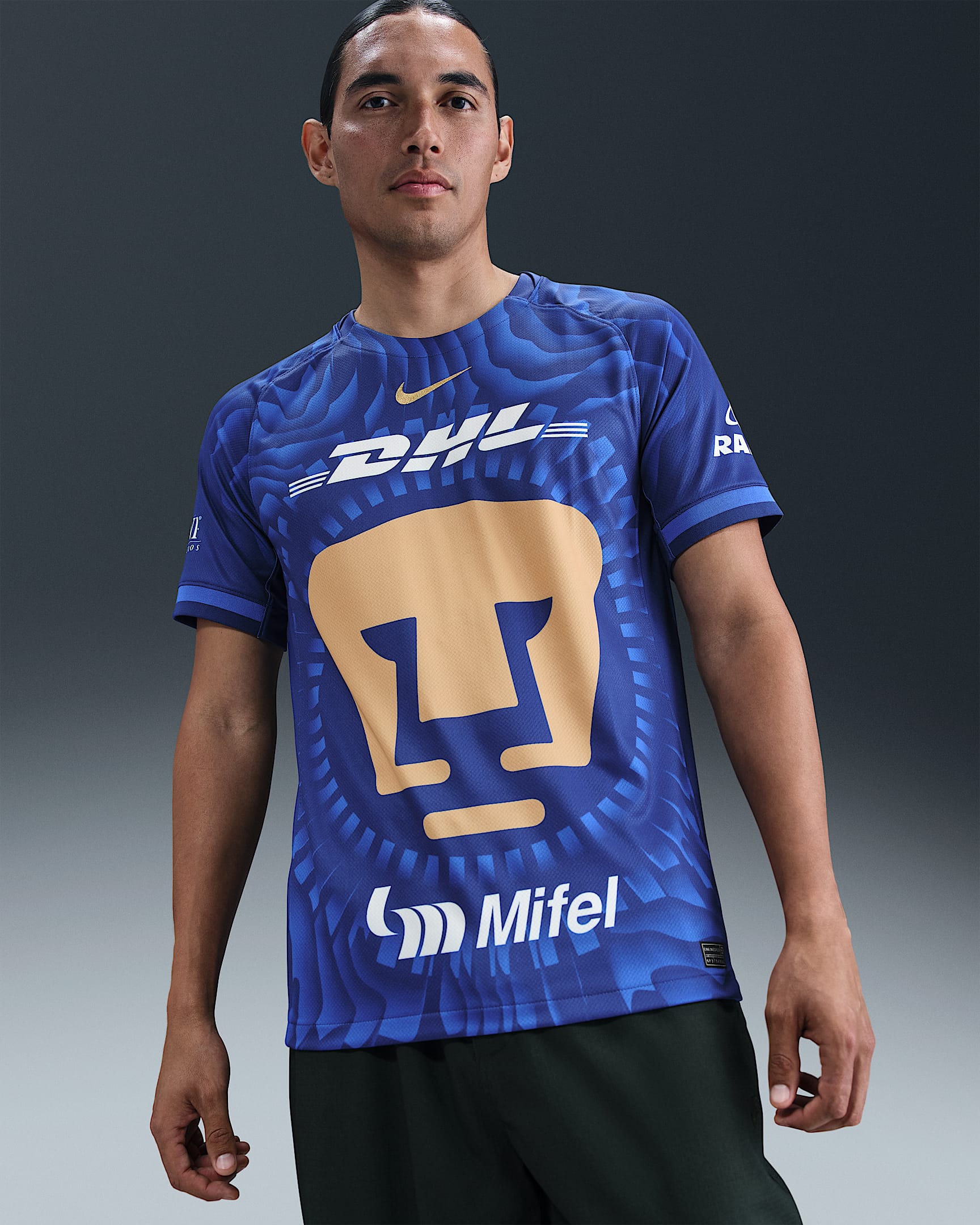 Jersey de fútbol Nike Dri-FIT Replica de los Pumas UNAM visitante 2025/26 Stadium para hombre - Azul royal intenso/Oro club