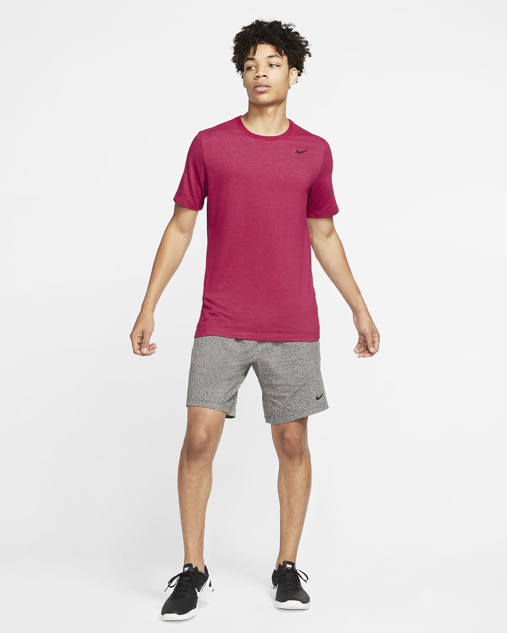 Nike Dri-FIT Men's Fitness T-Shirt - Noble Red/Pink Foam