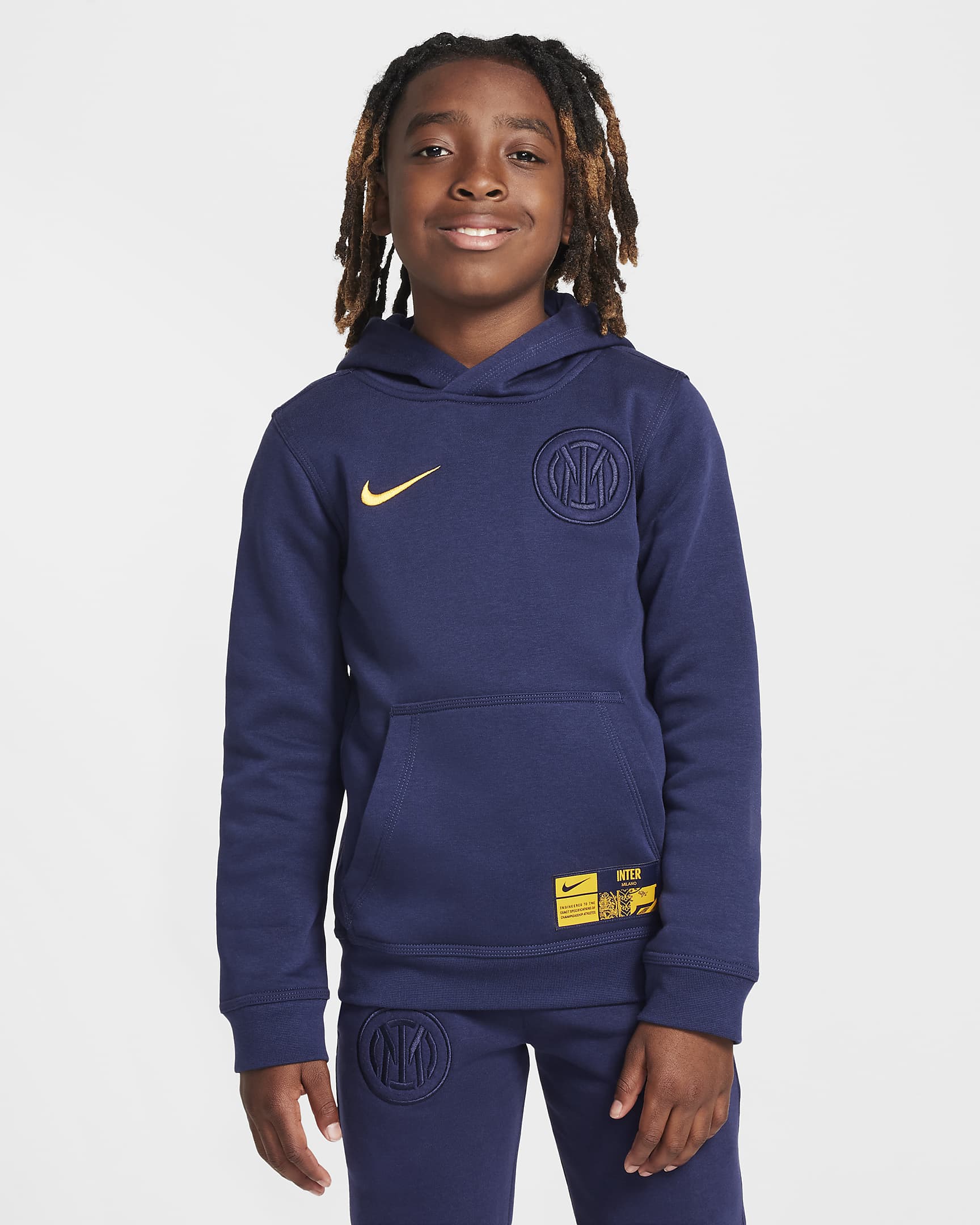 Inter Mailand Club Third Nike Fußball-Hoodie (ältere Kinder, Jungen) - Blackened Blue/University Gold