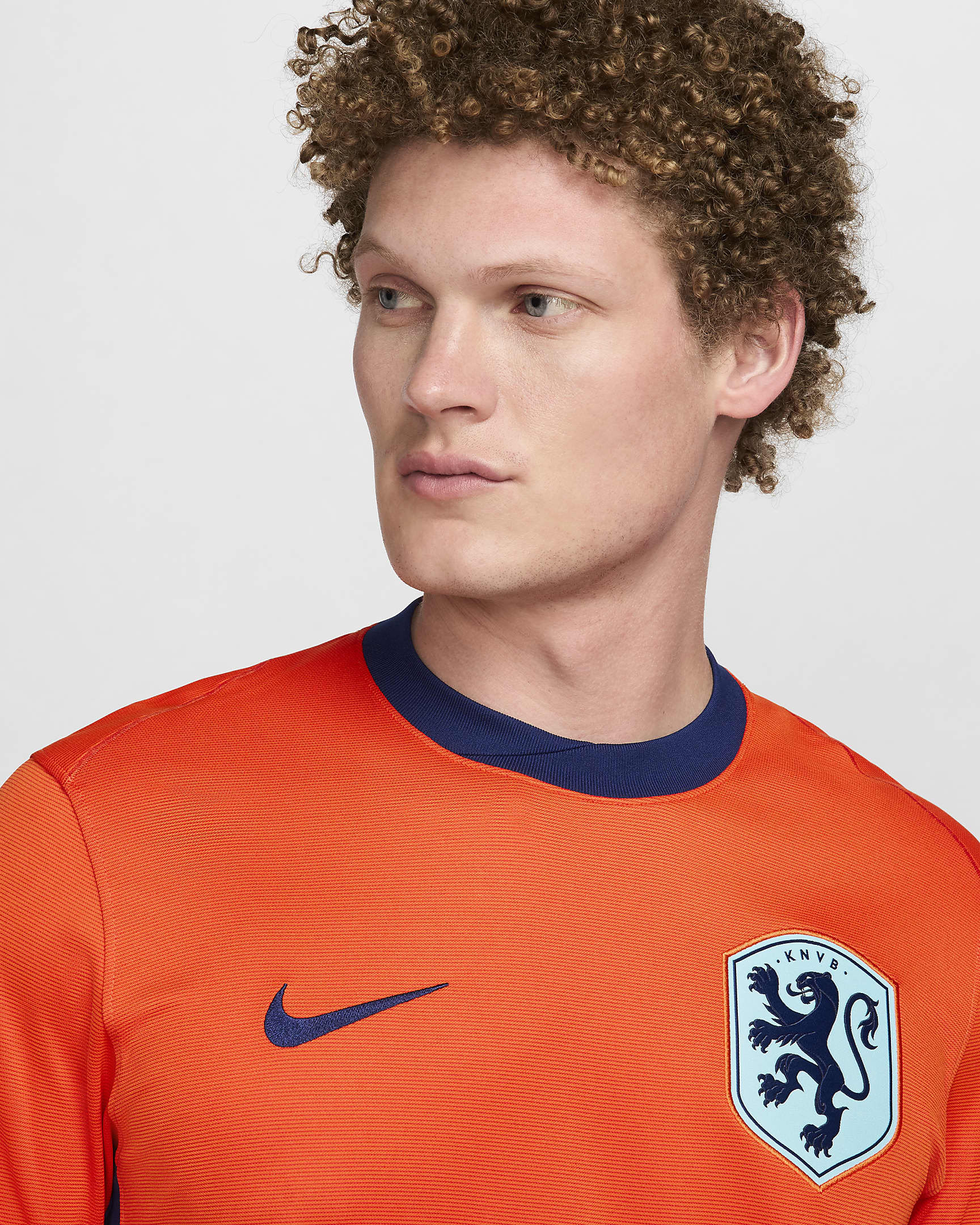 Holland 2024/25 Stadium Home Nike Dri-FIT Replica-fodboldtrøje til mænd (kvindehold) - Safety Orange/Blue Void/Copa/Blue Void