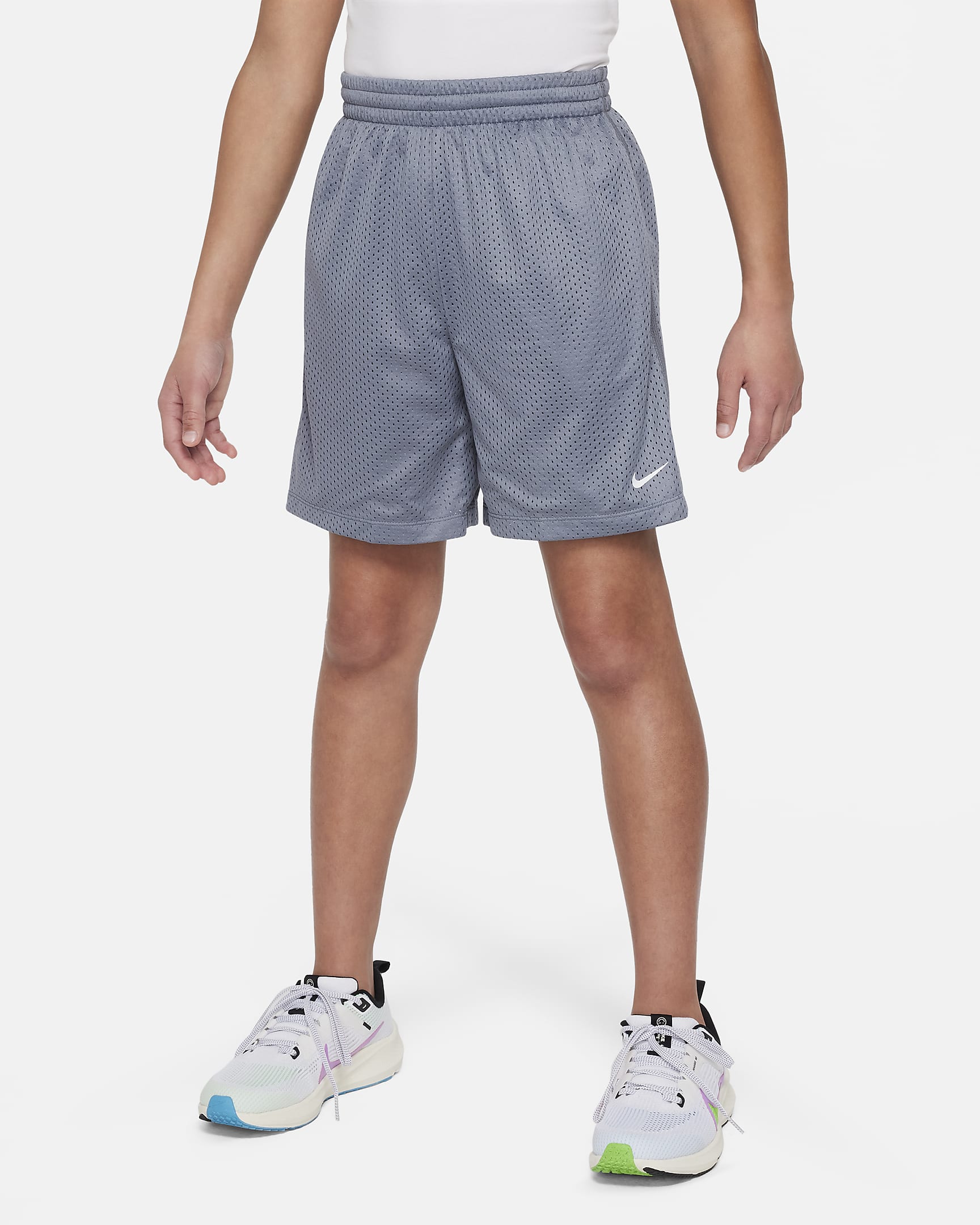 Nike Multi Big Kids' (Boys') Dri-FIT Mesh Shorts - Cool Grey/White