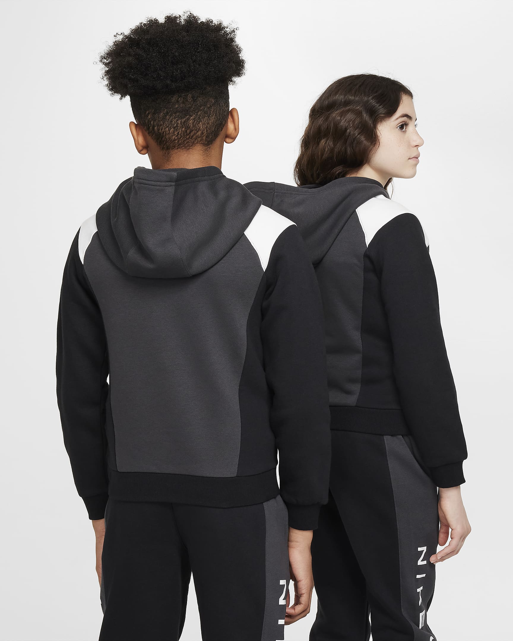 Nike Air Older Kids' Pullover Hoodie - Anthracite/Black/White/White