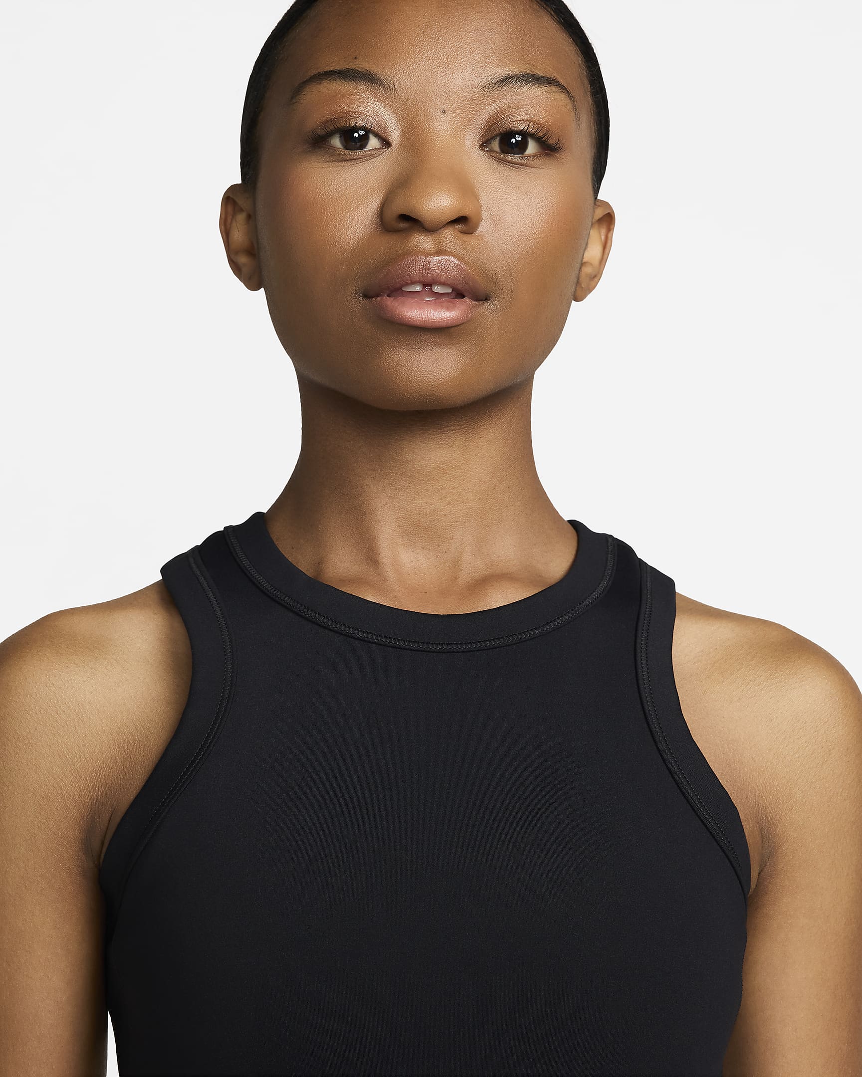 Nike One Fitted Women's Dri-FIT Cropped Tank Top - Black/Black