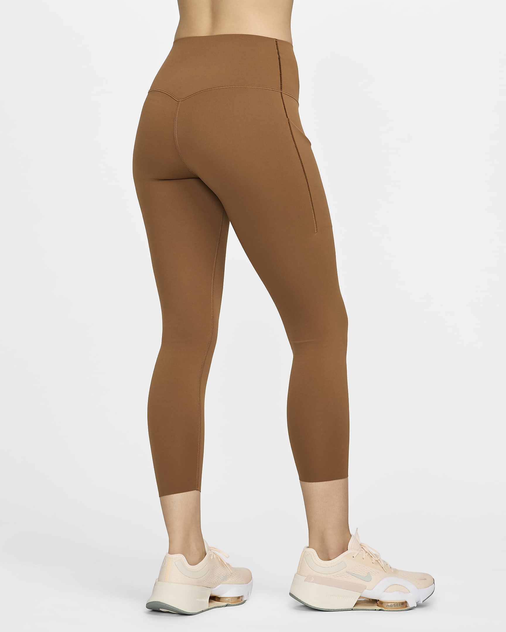 Nike Universa Women's Medium-Support High-Waisted 7/8 Leggings with Pockets - Light British Tan/Black