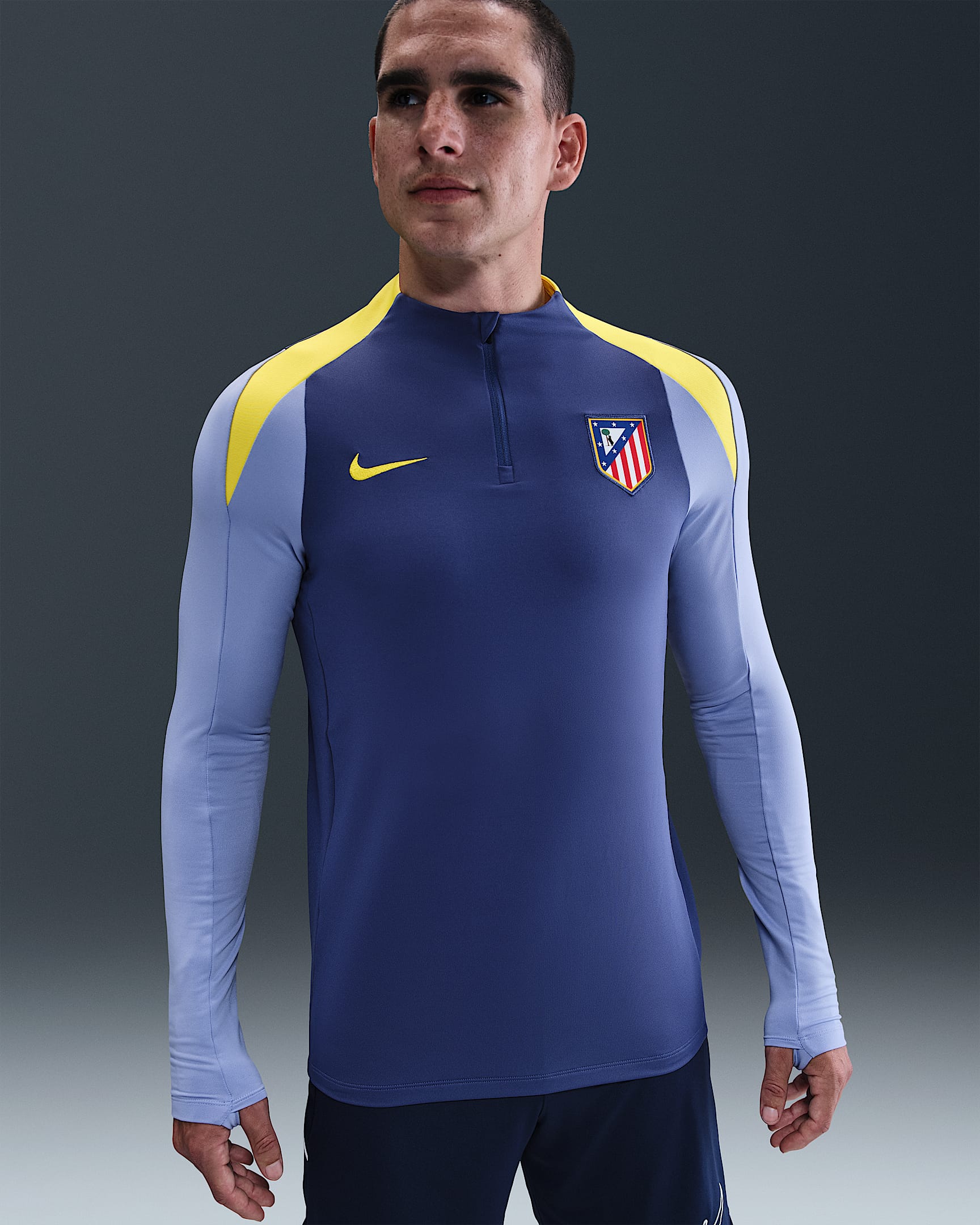 Atlético Madrid Strike Nike Dri-FIT Fußball-Drill-Oberteil für Herren - Dark Purple Dust/Light Thistle/Vibrant Yellow/Vibrant Yellow