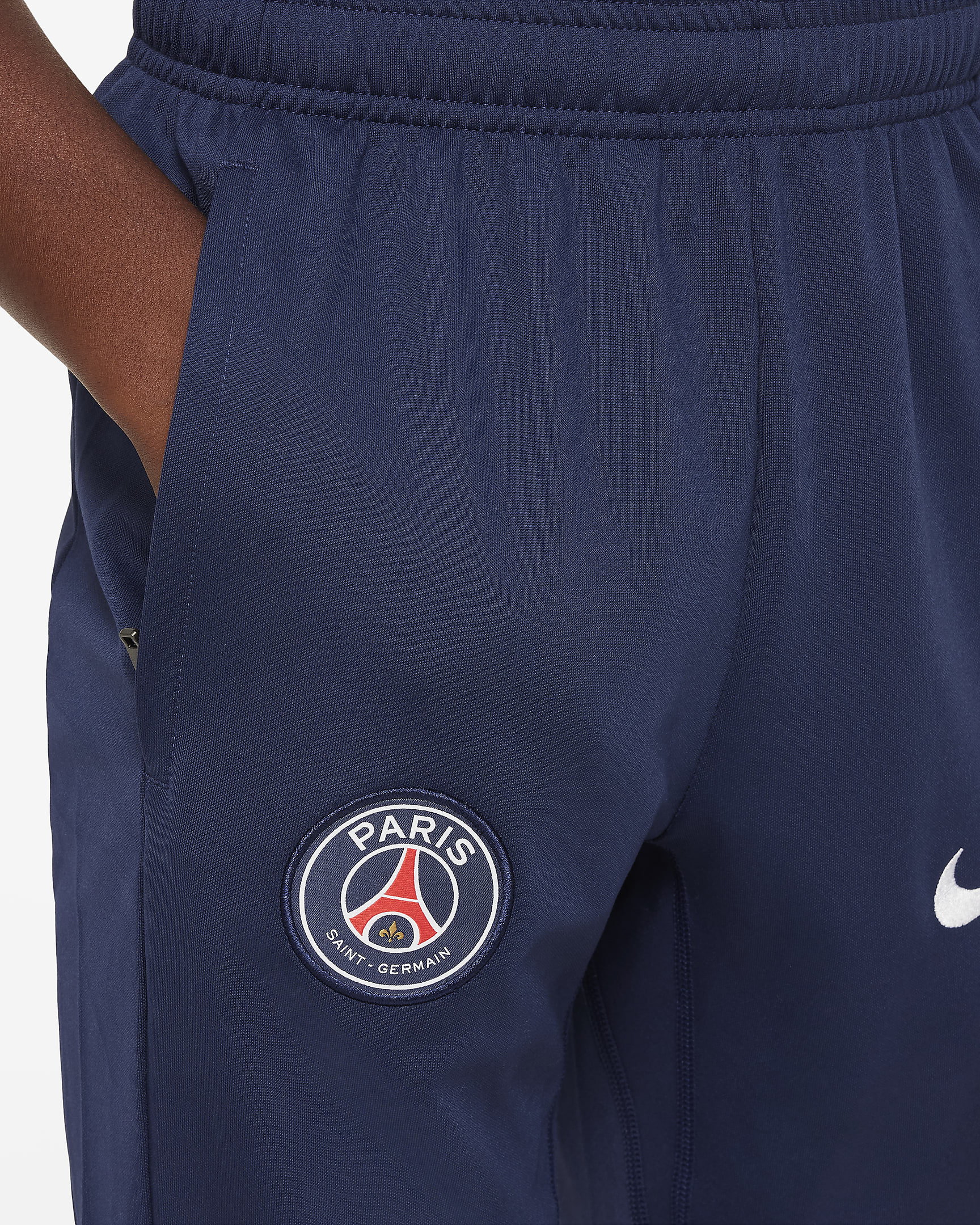 Pleteninové fotbalové kalhoty Nike Dri-FIT Paris Saint-Germain Academy Pro pro větší děti - Midnight Navy/Bílá