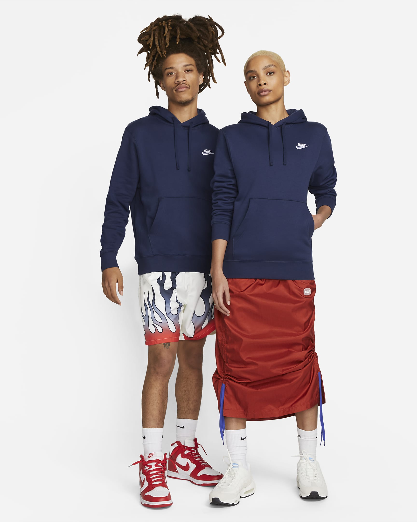 Sweat à capuche Nike Sportswear Club Fleece - Midnight Navy/Midnight Navy/Blanc