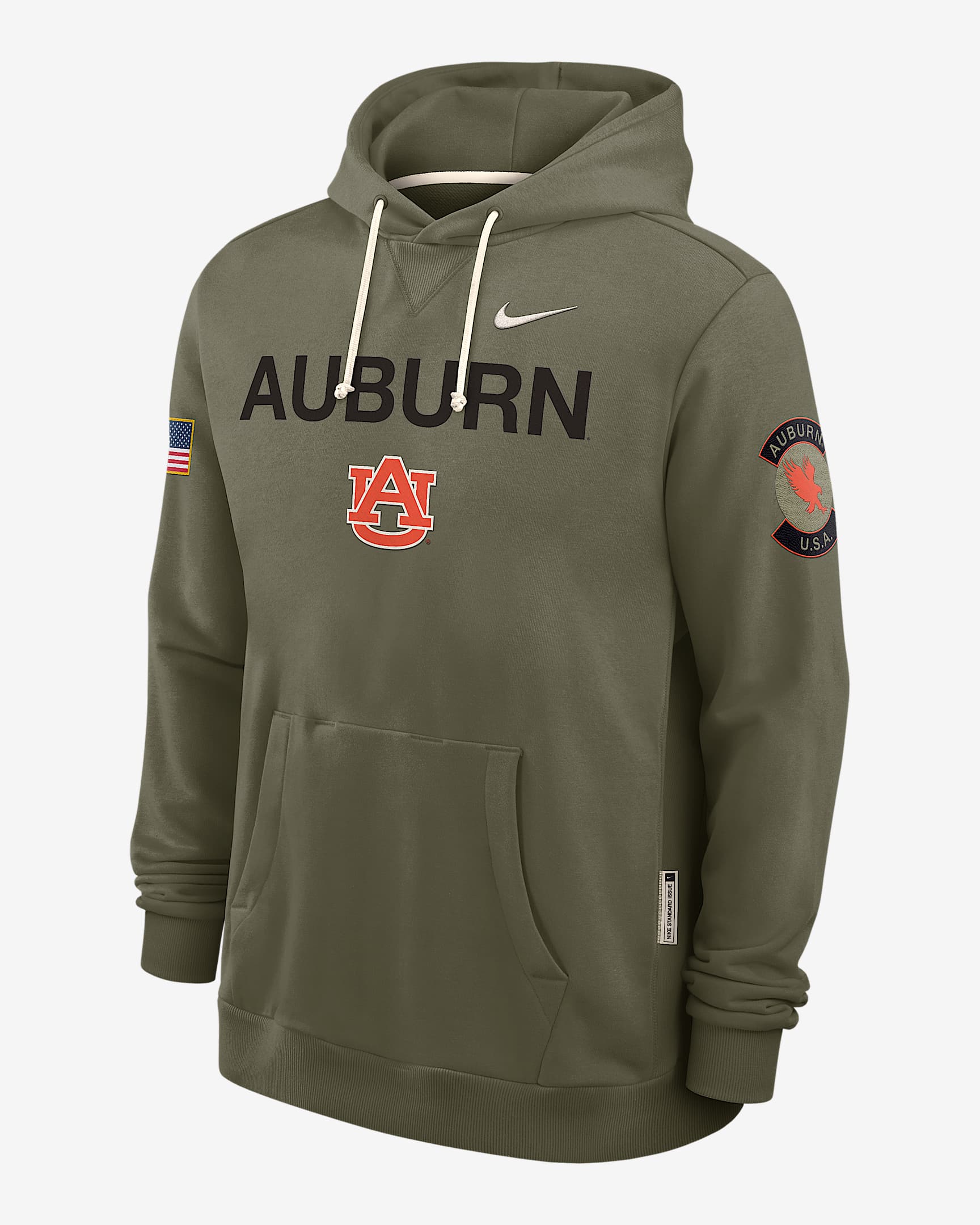 Auburn 2025 Military Appreciation Men's Nike Dri-FIT College Pullover Hoodie - Olive