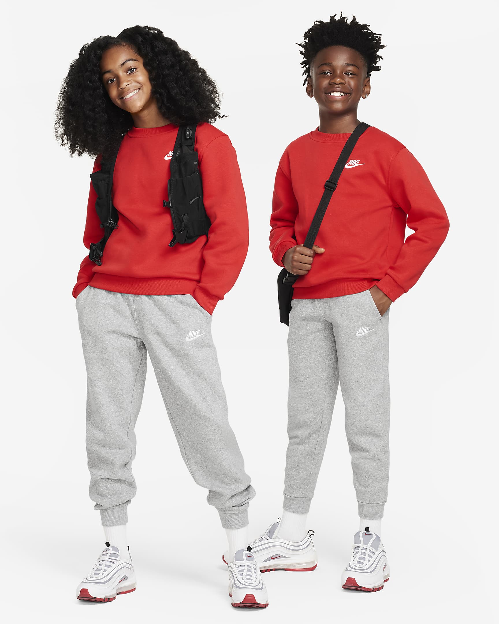 Nike Sportswear Club Fleece Older Kids' Joggers - Dark Grey Heather/Base Grey/White