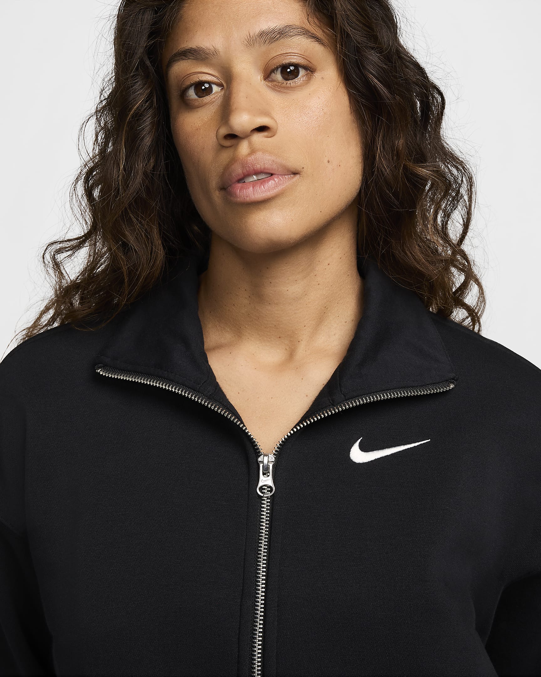 Nike Sportswear Phoenix Fleece oversized trainingsjack voor dames - Zwart/Sail