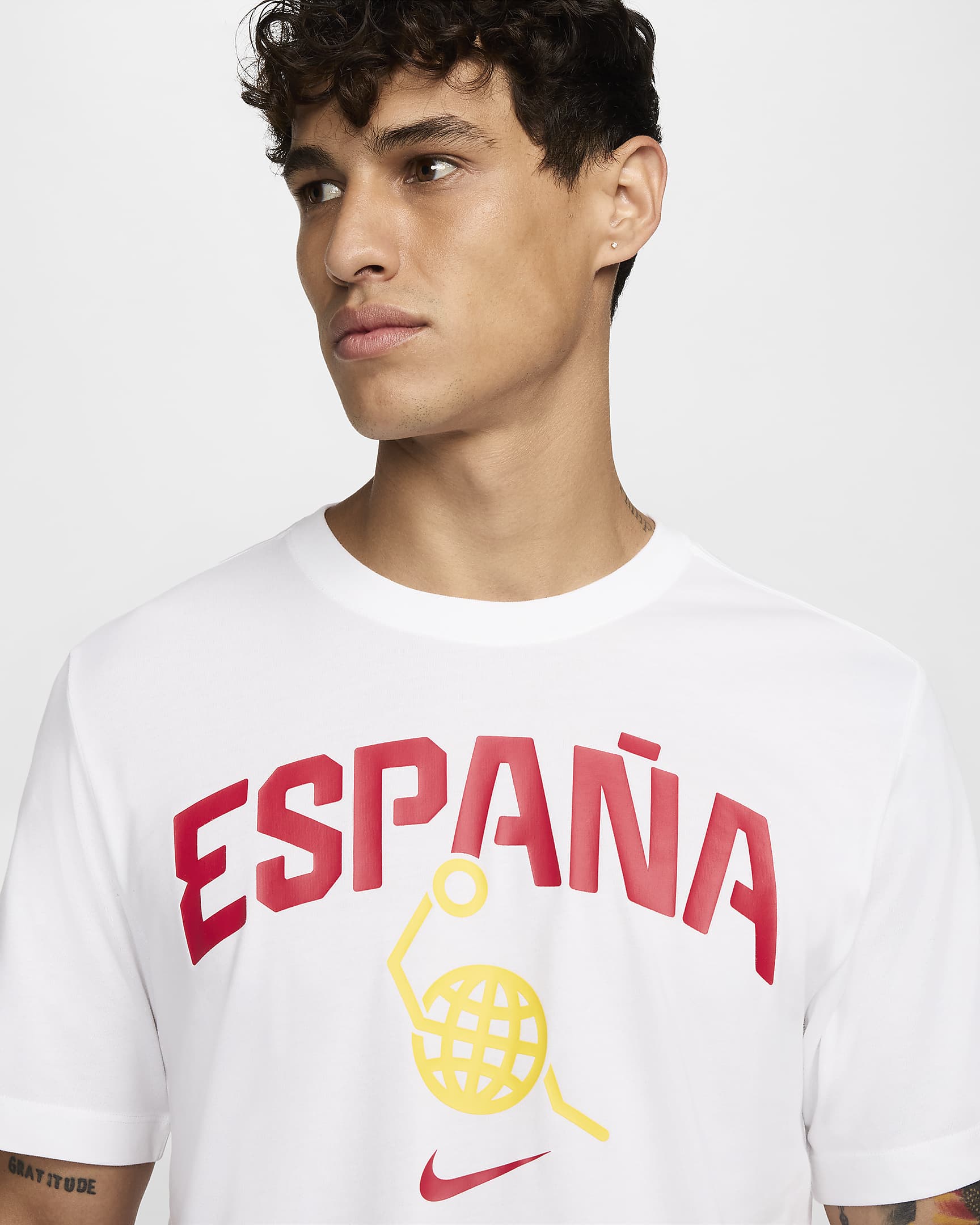 Spain Men's Nike Basketball T-Shirt - White/White/Tour Yellow/Gym Red