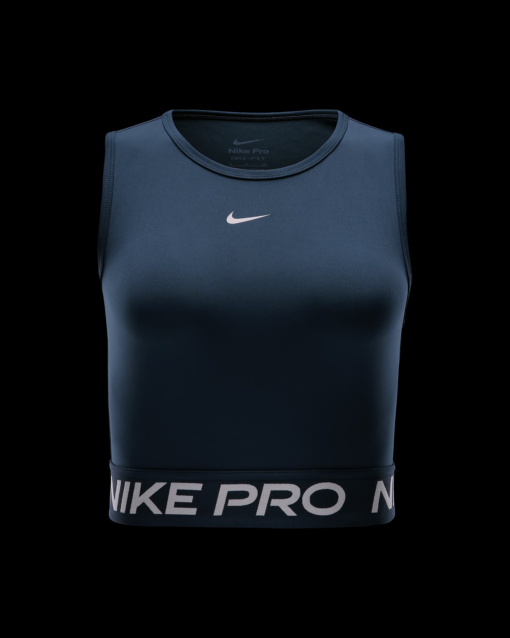 Nike Pro Women's Dri-FIT Cropped Tank Top - Armoury Navy/Black/White