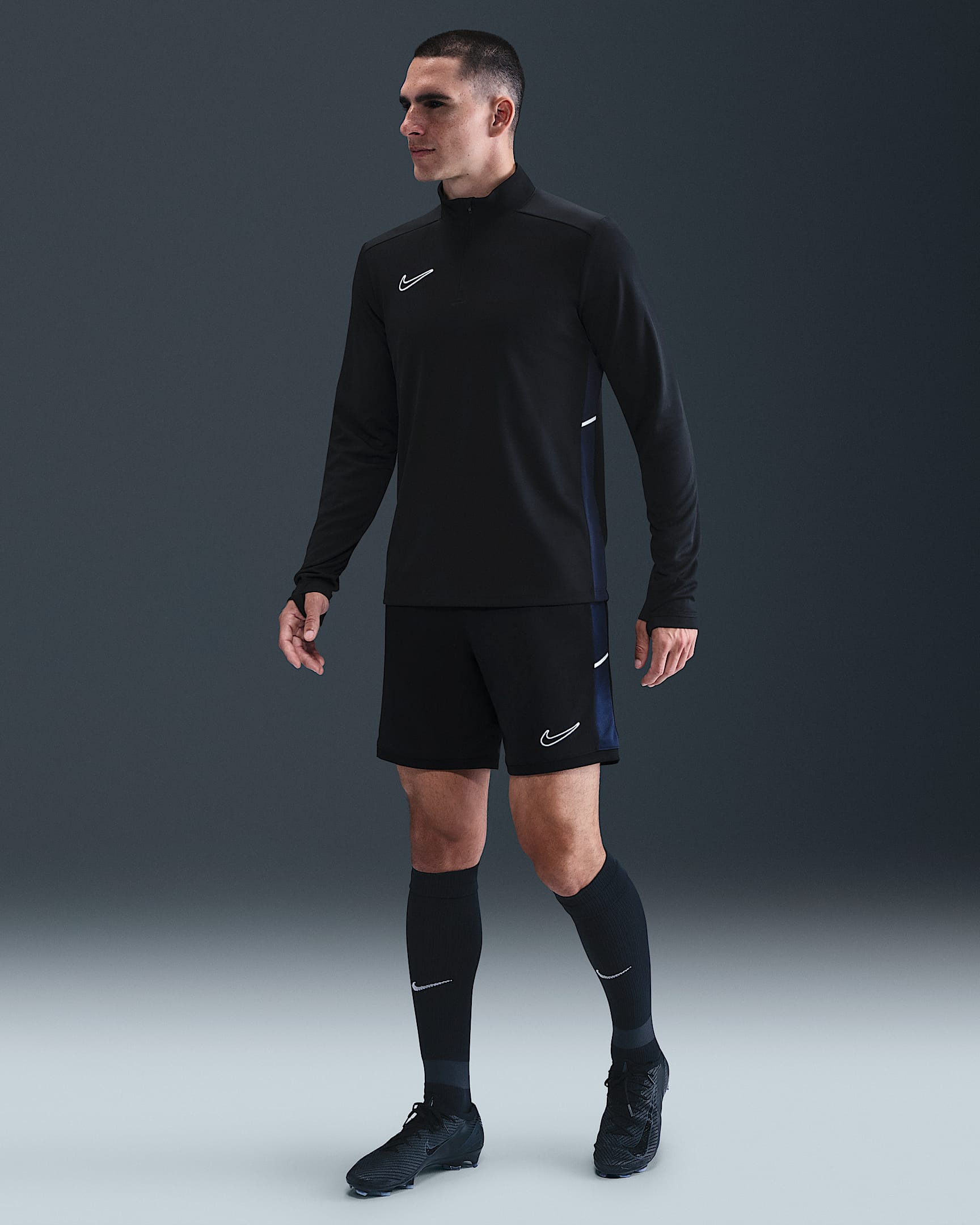 Męskie spodenki piłkarskie Dri-FIT Nike Academy - Czerń/Obsidian/Biel