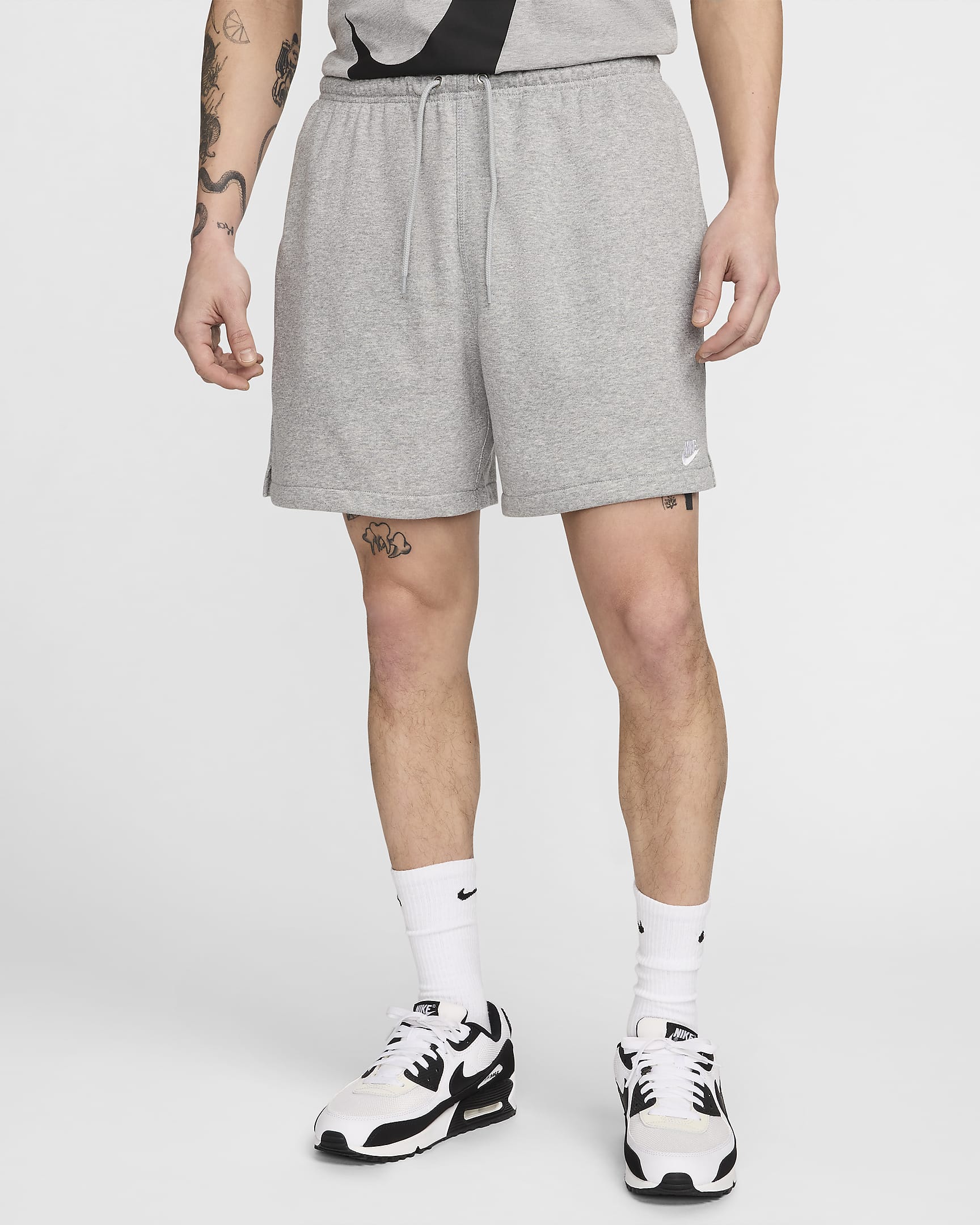 Nike Club Men's French Terry Flow Shorts - Dark Grey Heather/Light Smoke Grey/White