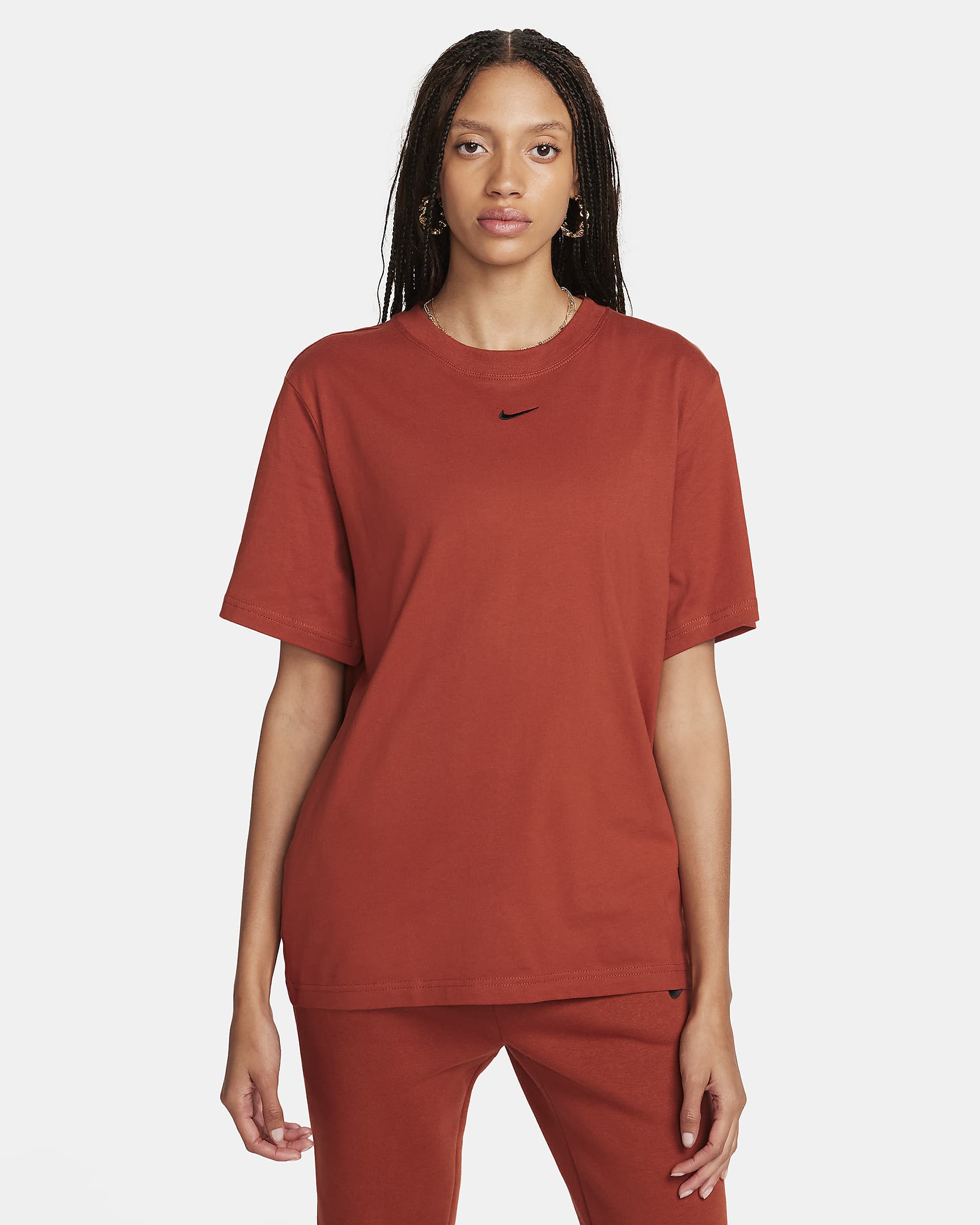 Playera para mujer Nike Sportswear Essential - Naranja fuerte/Negro