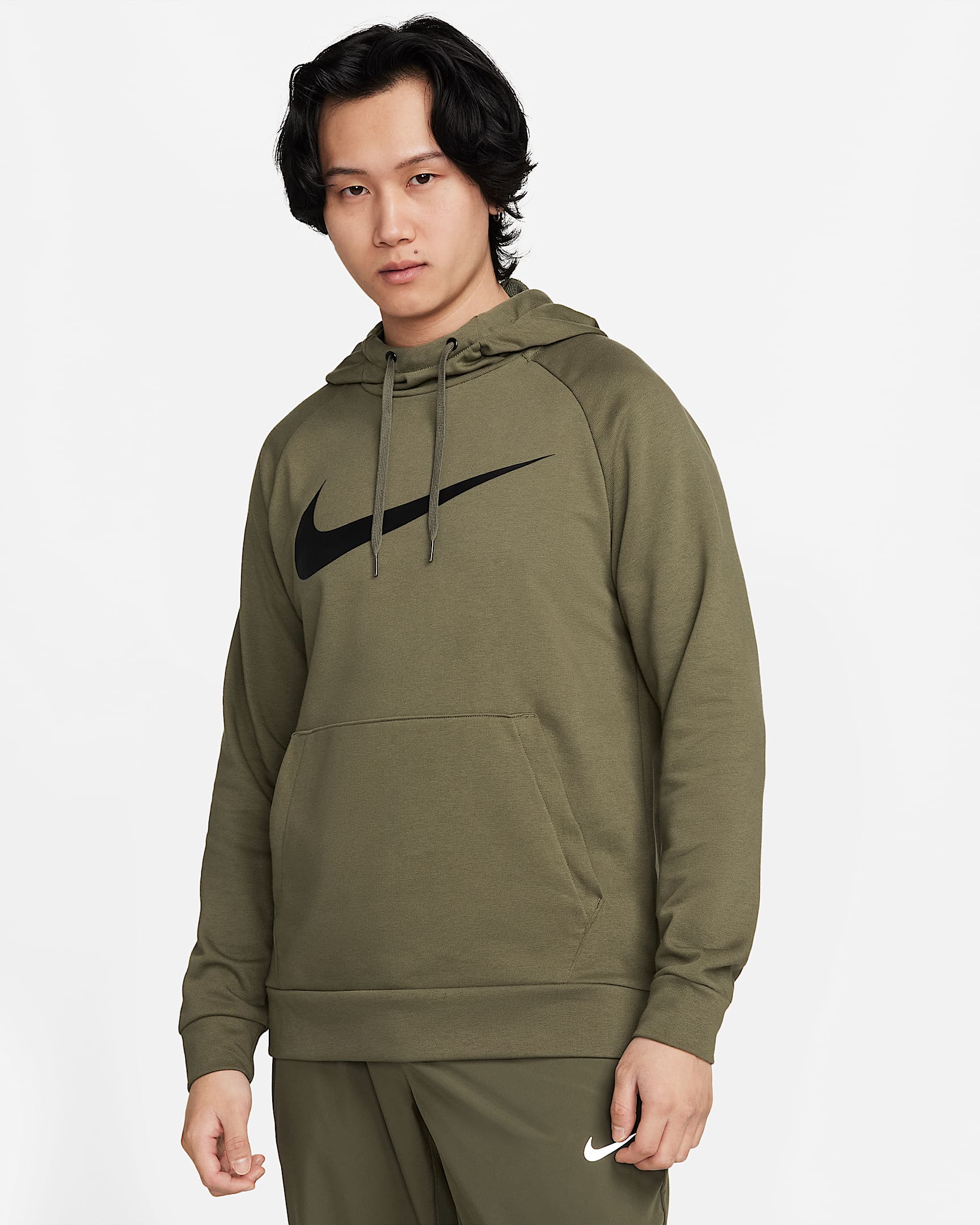 Nike Dri-FIT Men's Pullover Training Hoodie - Medium Olive/Black
