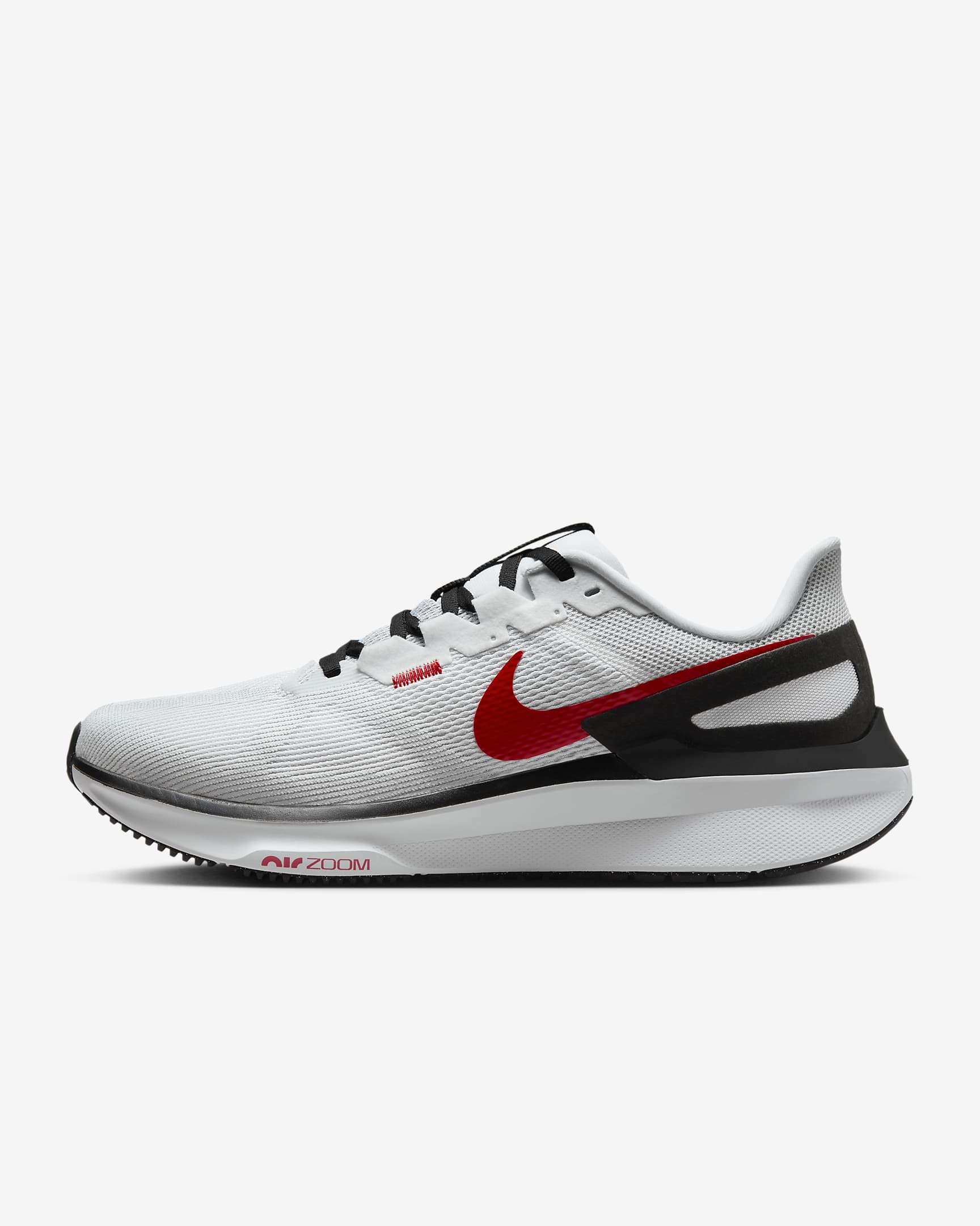 Nike Structure 25 Men's Road Running Shoes - White/Black/Light Smoke Grey/Fire Red